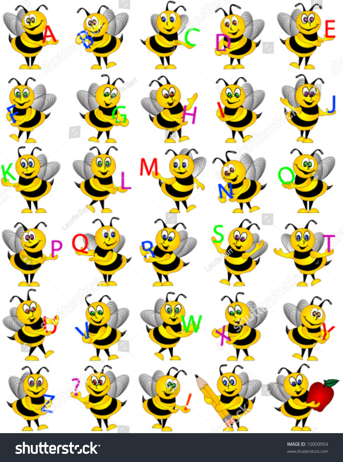 Alphabet Beespencil Apple Stock Vector 10009954 Shutterstock