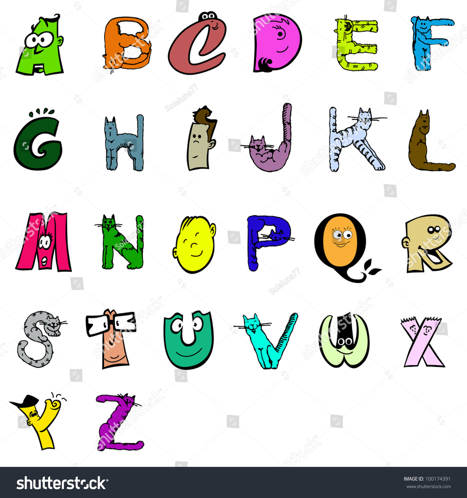 Alphabet Cartoon Stock Vector Illustration 100174391 : Shutterstock