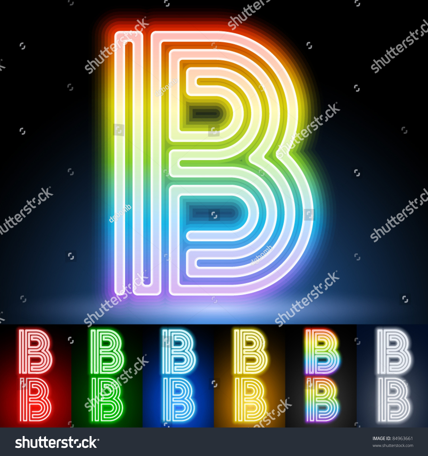 Alphabet Of Neon Tubes. Letter B Stock Vector Illustration 84963661 ...