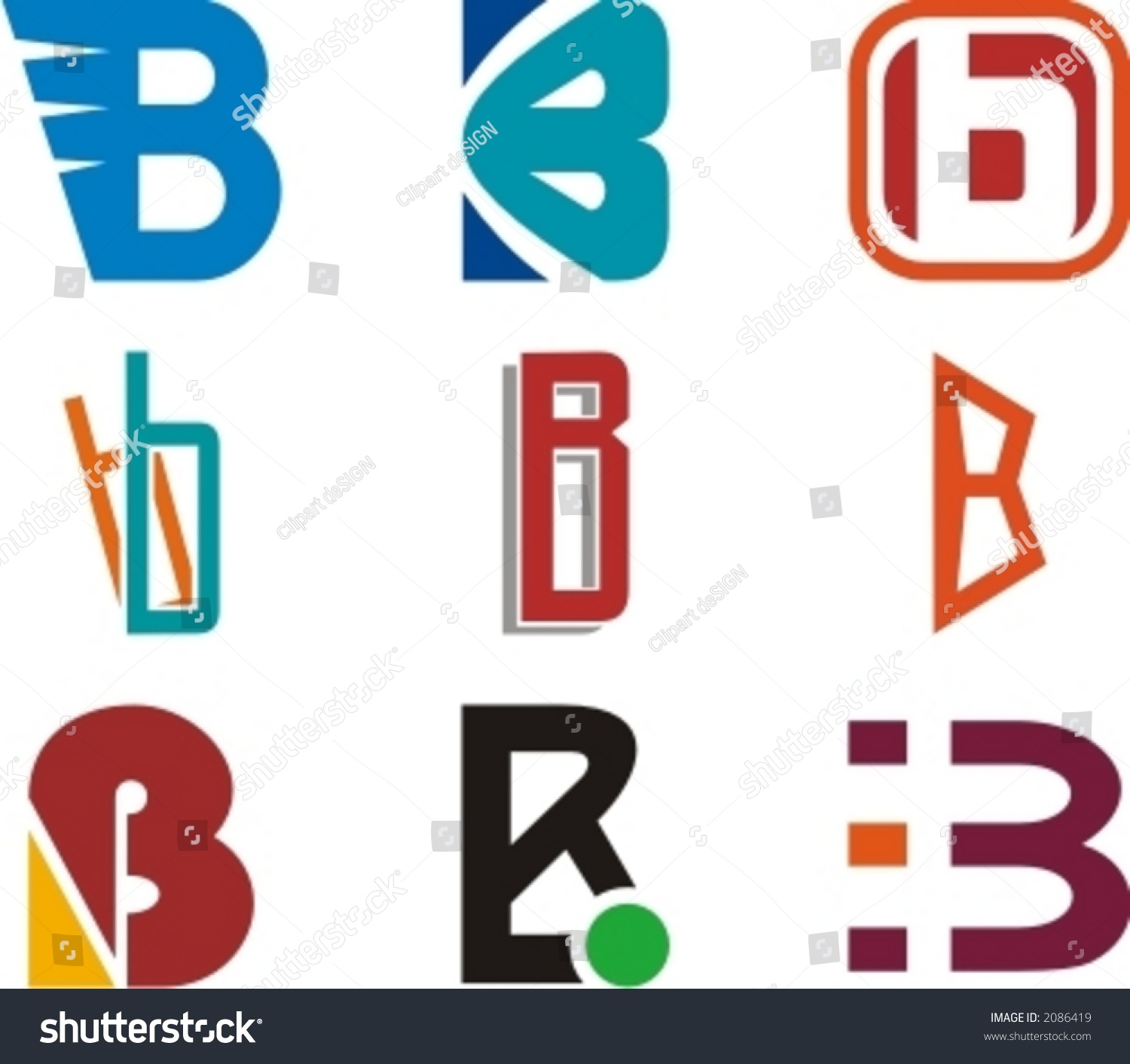 Alphabetical Logo Design Concepts Letter B Stock Vector 2086419 ...