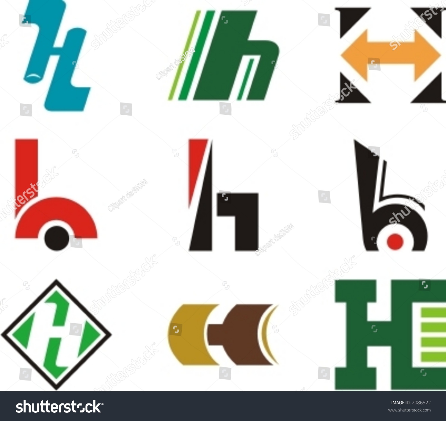 Alphabetical Logo Design Concepts Letter H Stock Vector 2086522 