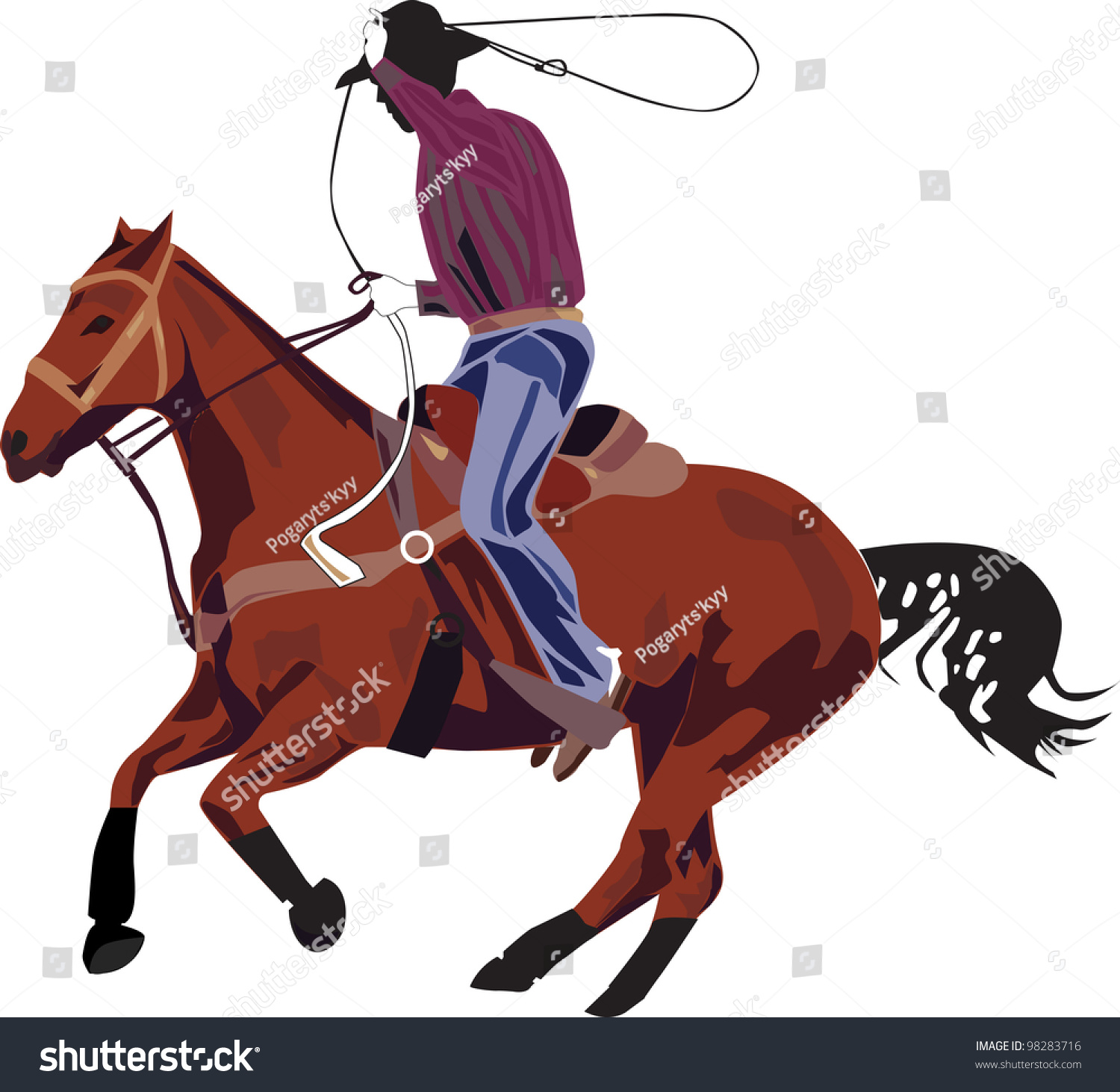 American Cowboy On White Background Stock Vector 98283716 - Shutterstock