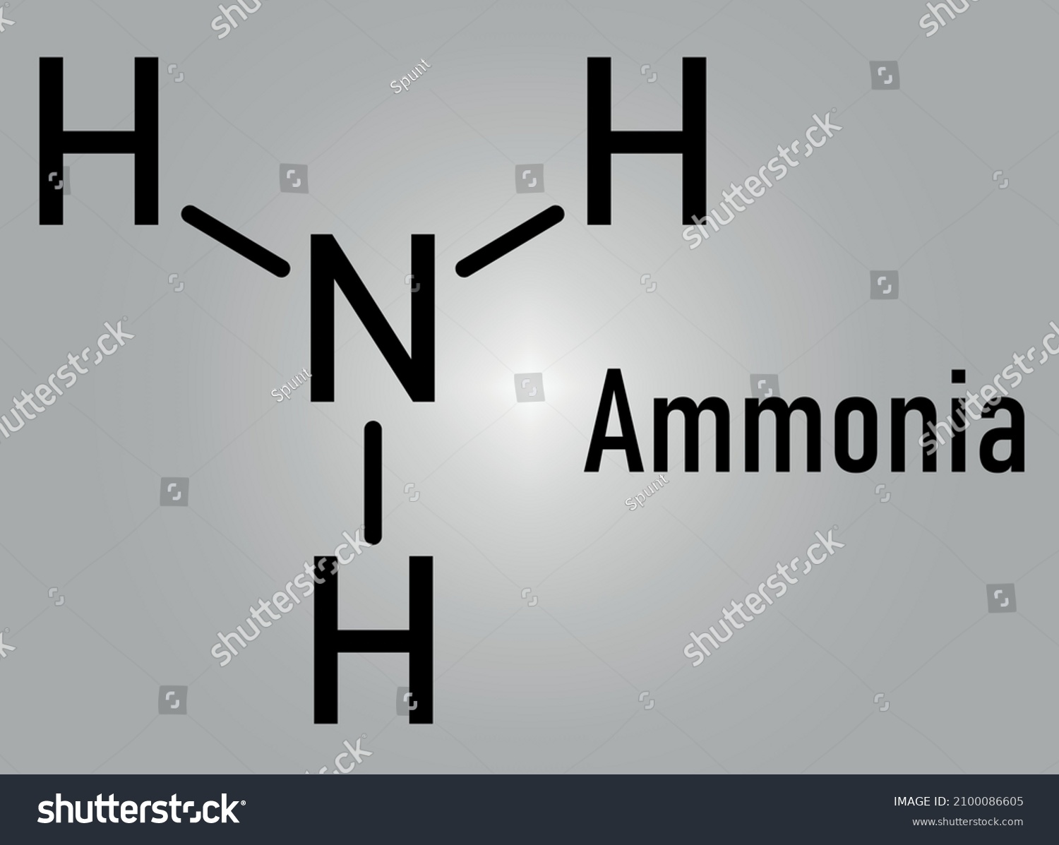 Ammonia Nh3 Molecule Skeletal Formula Stock Vector Royalty Free