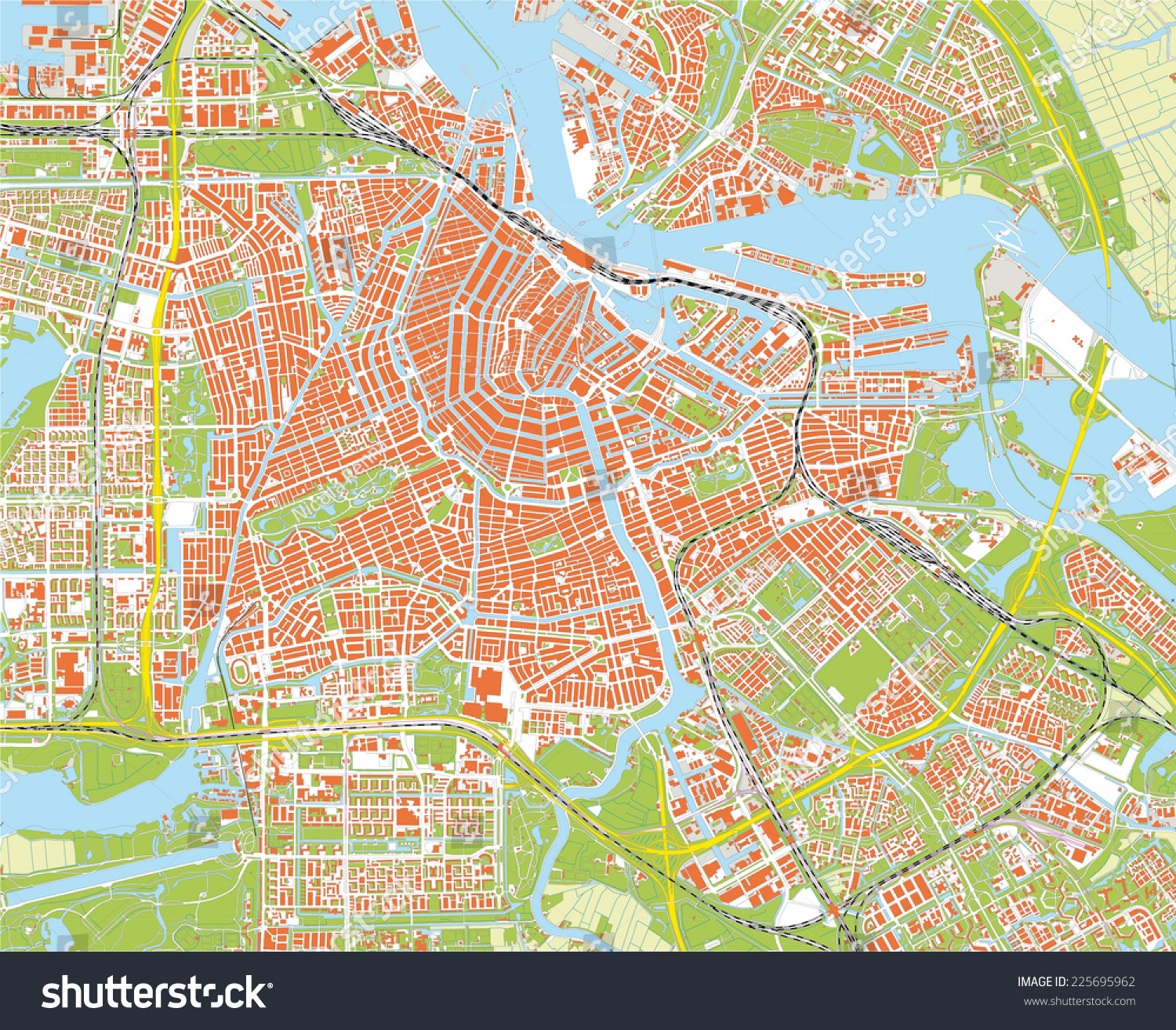 Amsterdam City Map Stock Vector Shutterstock