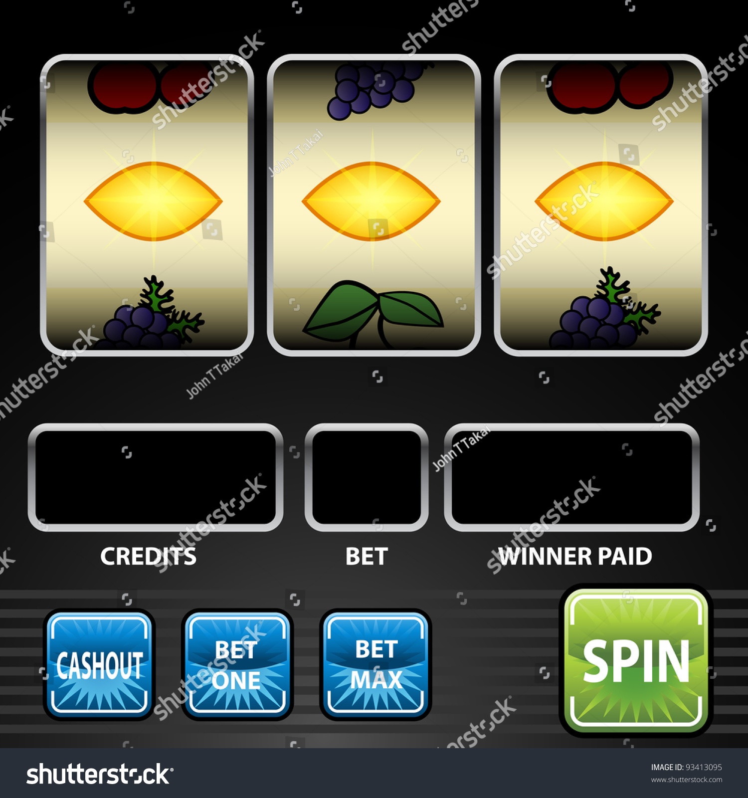 An Image Of A Three Lemon Slot Machine Game. Stock Vector Illustration