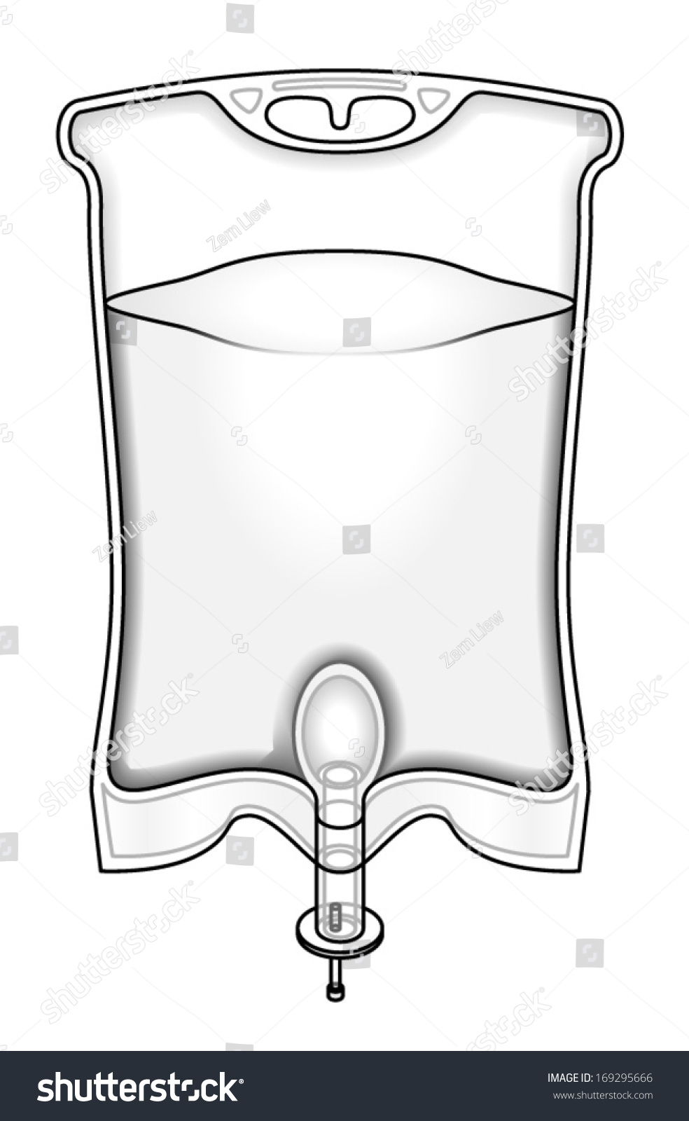 An Intravenous Iv Drip Fluid Bag Filled With Clear Liquid. Stock Vector