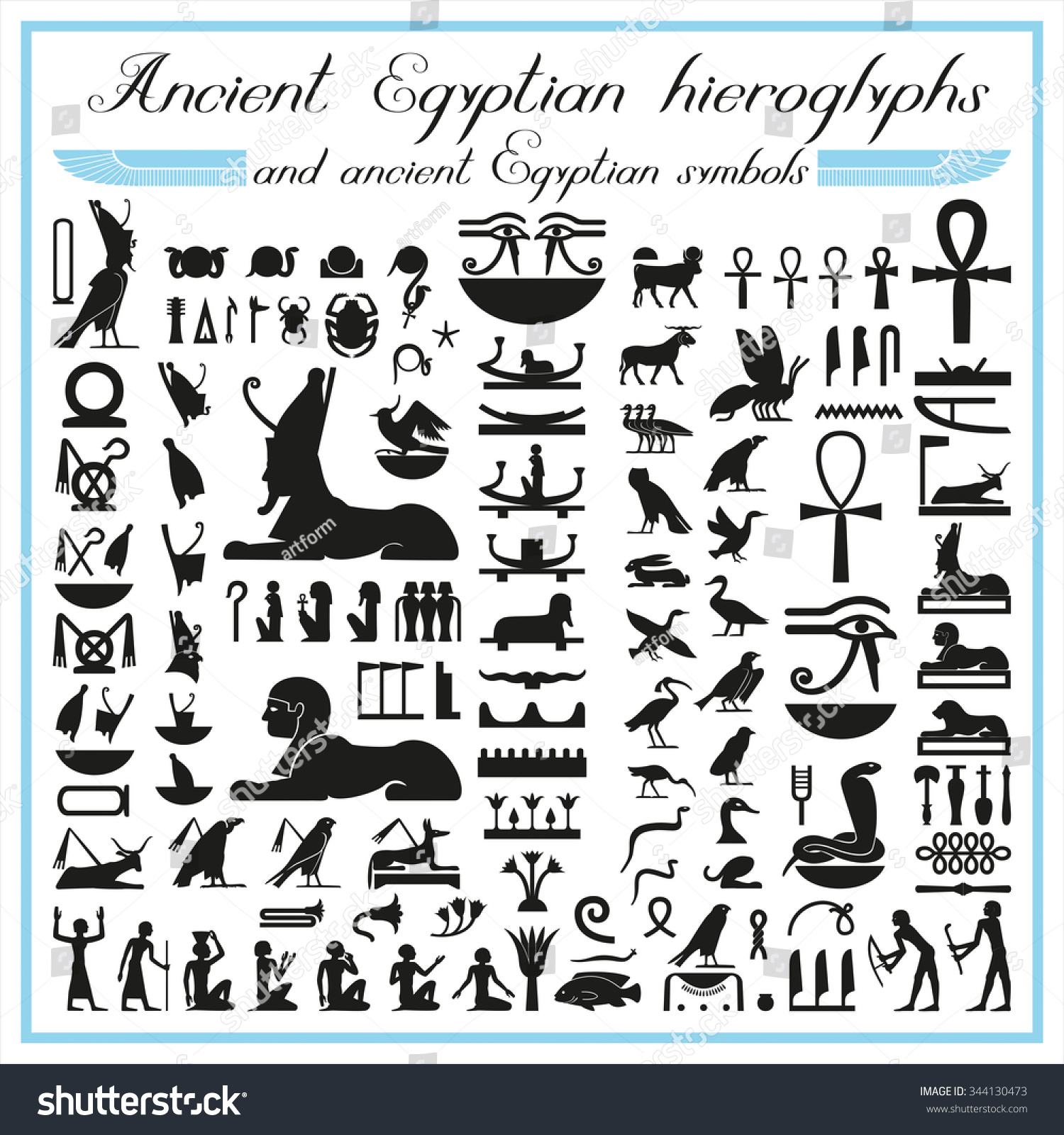 Ancient Egyptian Hieroglyphs Symbols Stock Vector