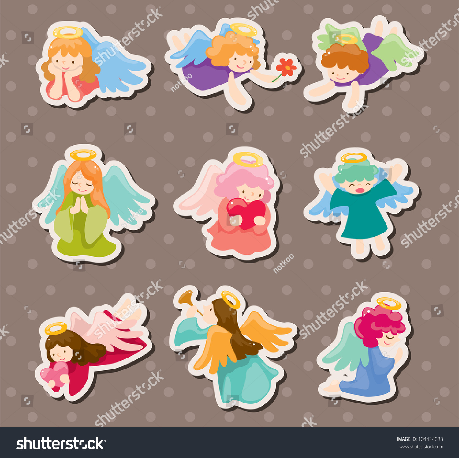 Angel Stickers Stock Vector Illustration 104424083 Shutterstock