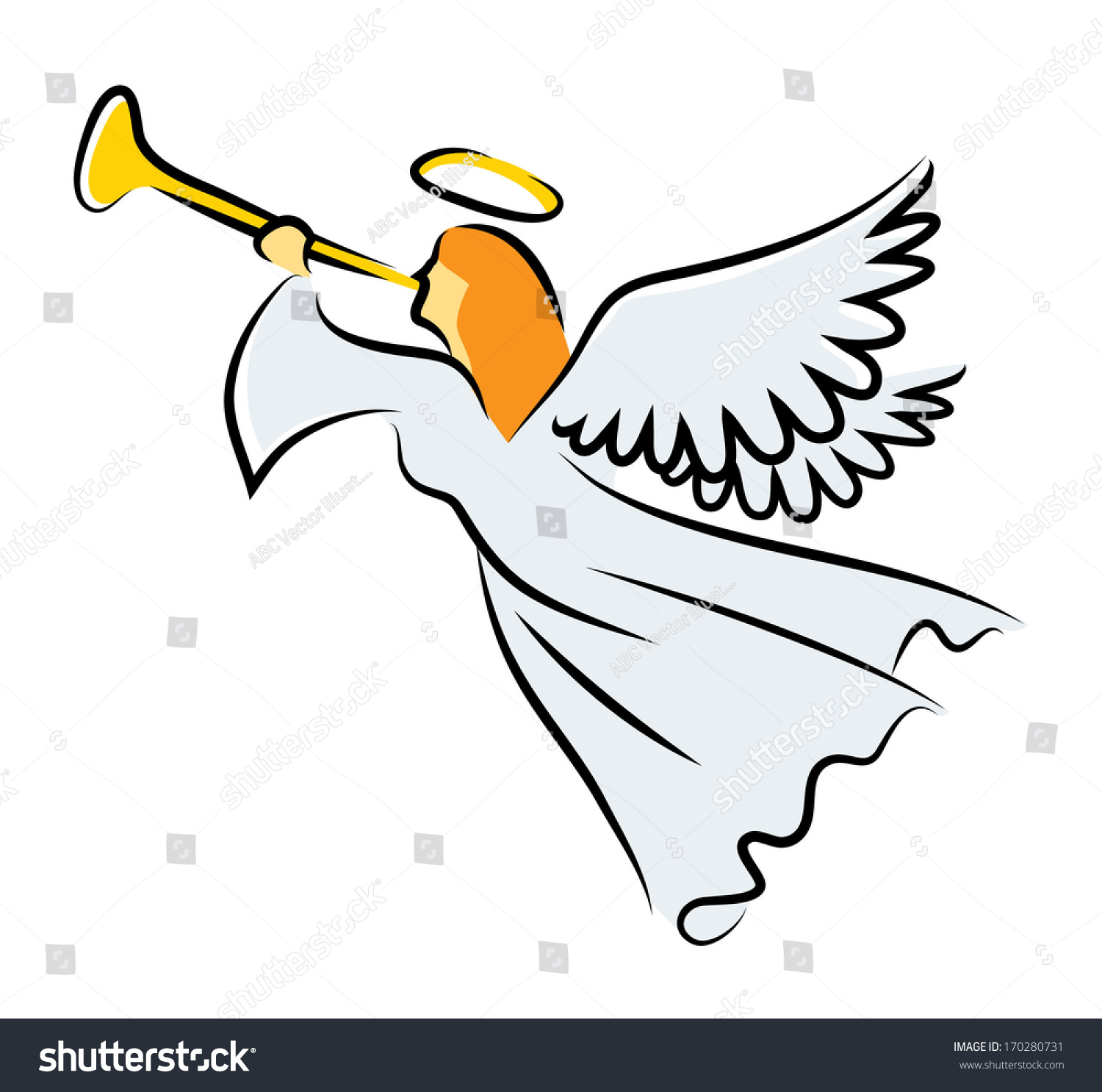 Angel With Trumpet Stock Vector Illustration 170280731 Shutterstock