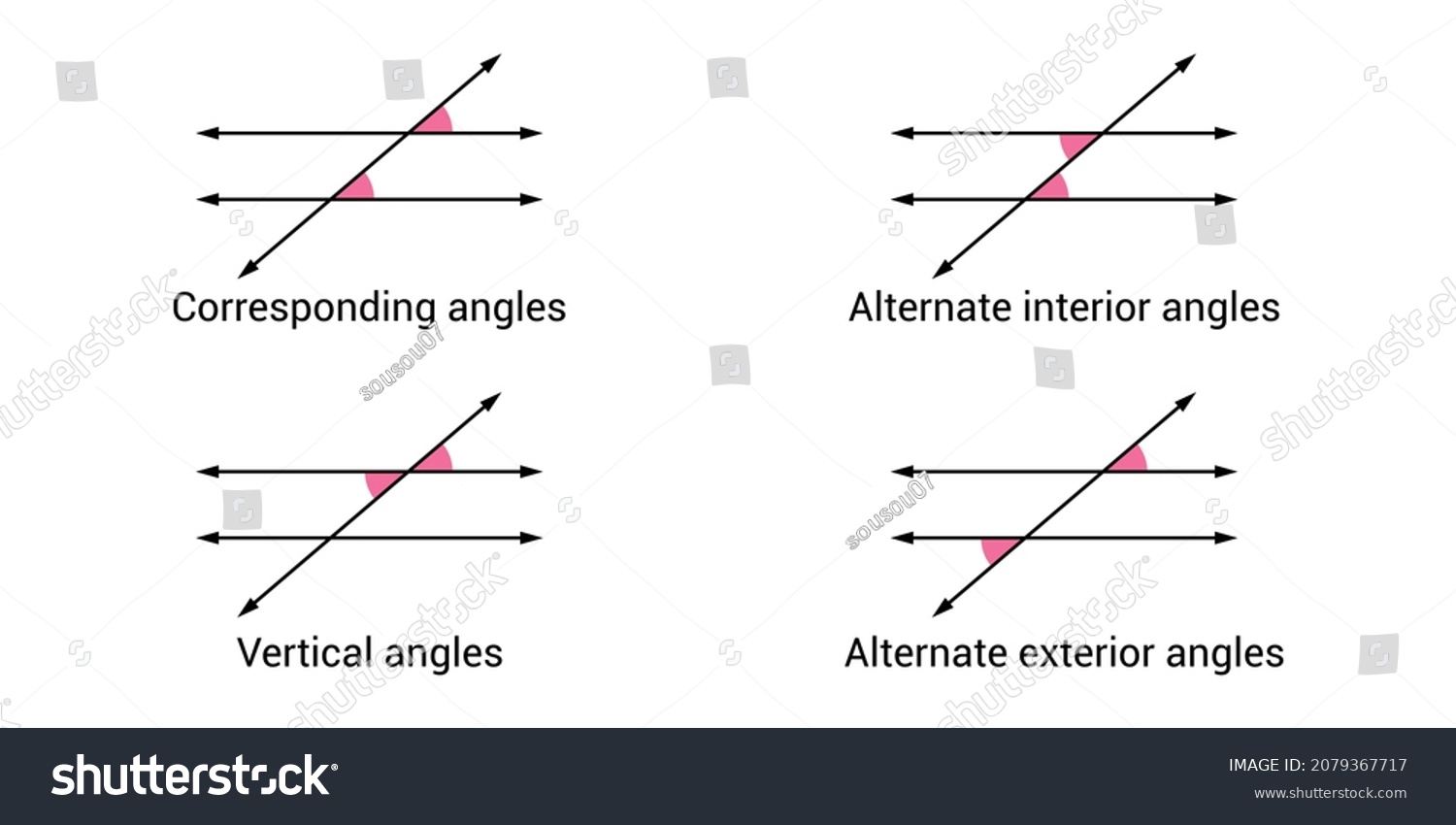 Vektor Stok Angle Relationships Parallel Lines Mathematics Tanpa