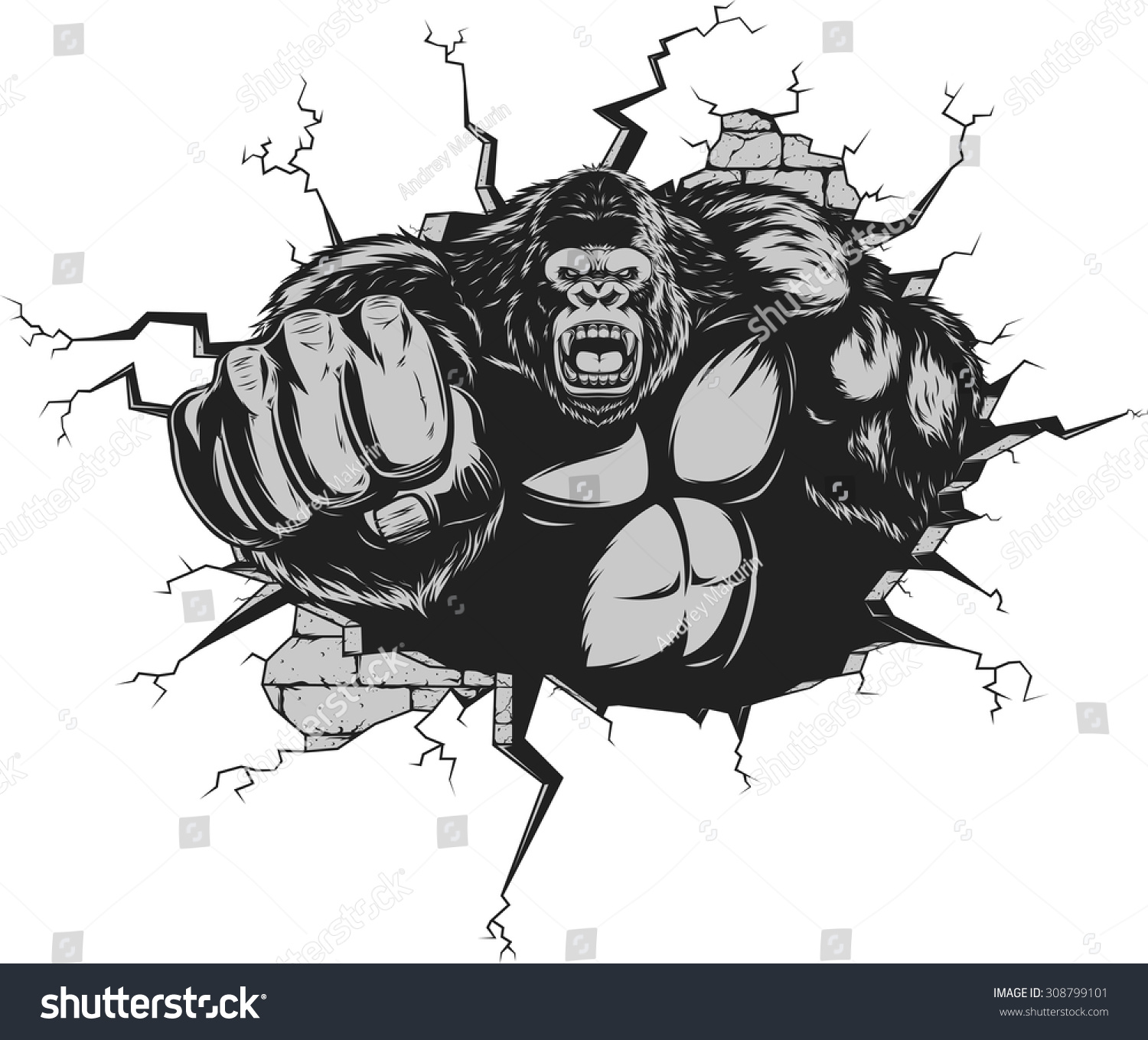 Angry Gorilla Stock Vector 308799101 : Shutterstock