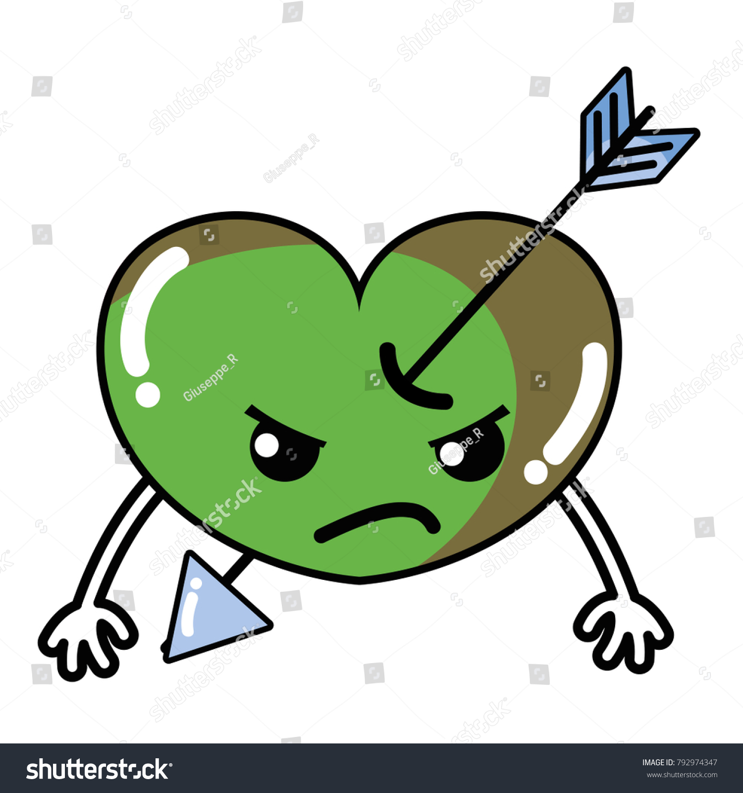 Angry Heart Arrow Kawaii Arms Stock Vector Royalty Free