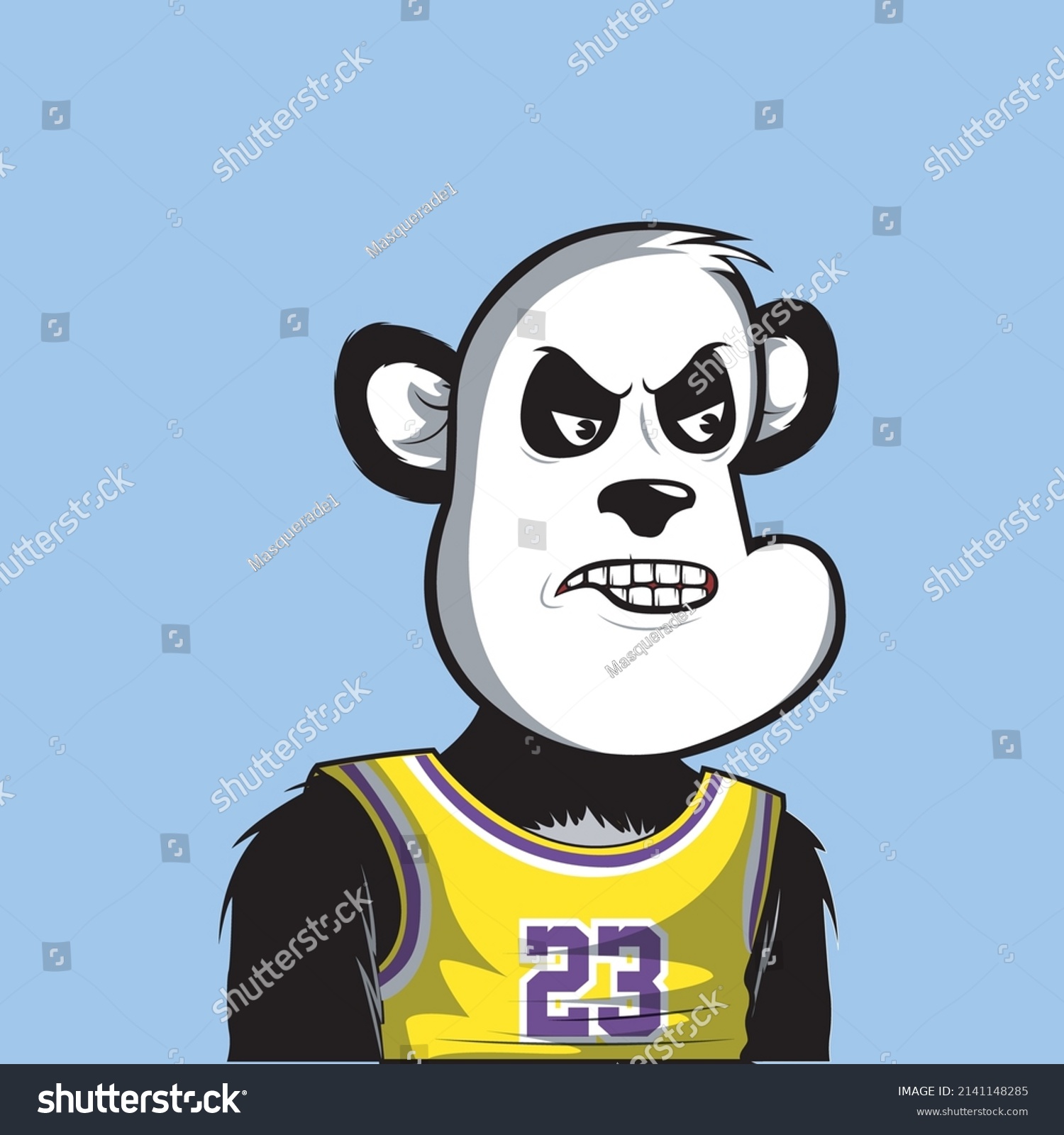 Angry Panda Caricature Illustration Suitable Posters Stock Vector