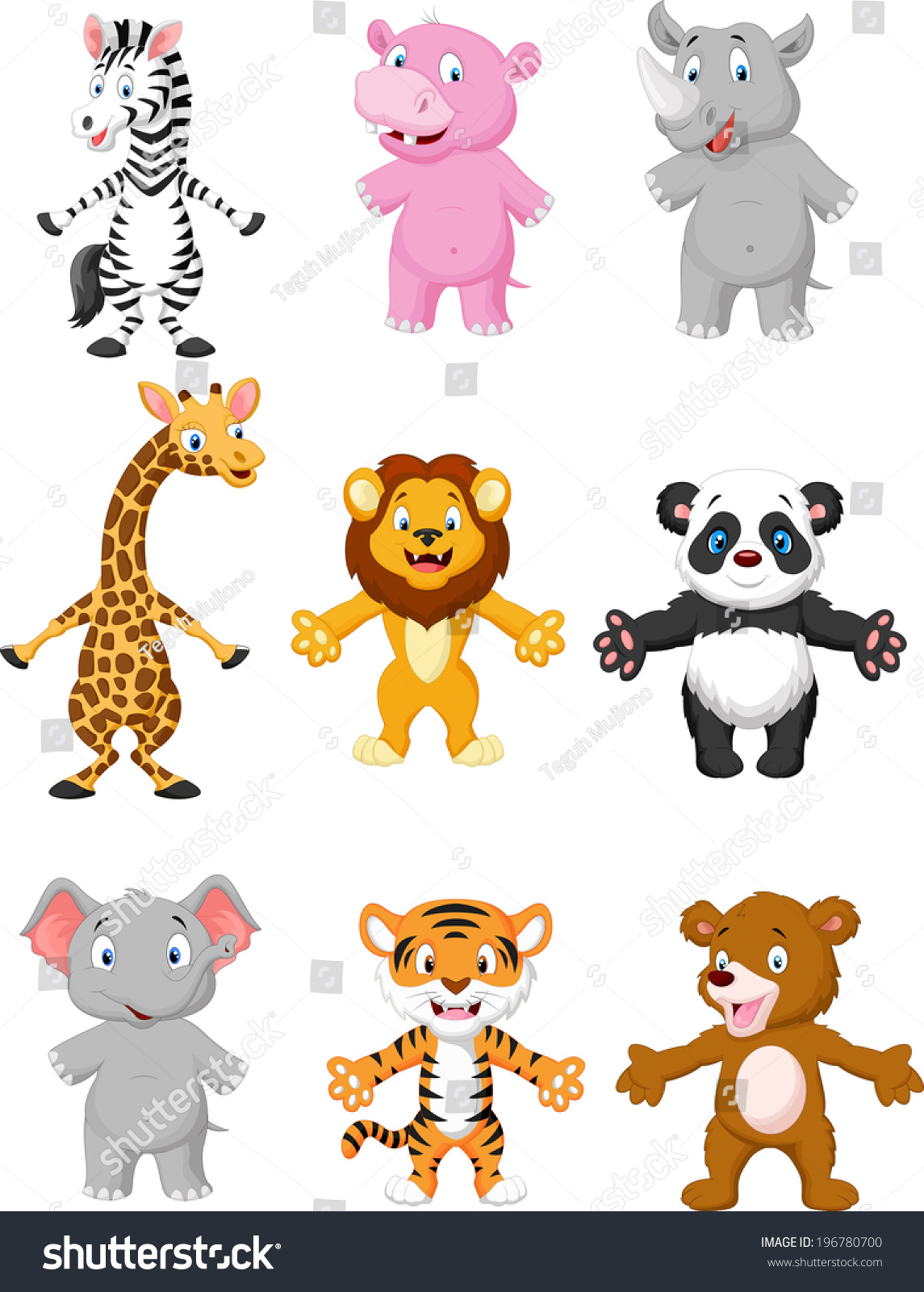 Animal Cartoon Posing Stock Vector Illustration 196780700 : Shutterstock