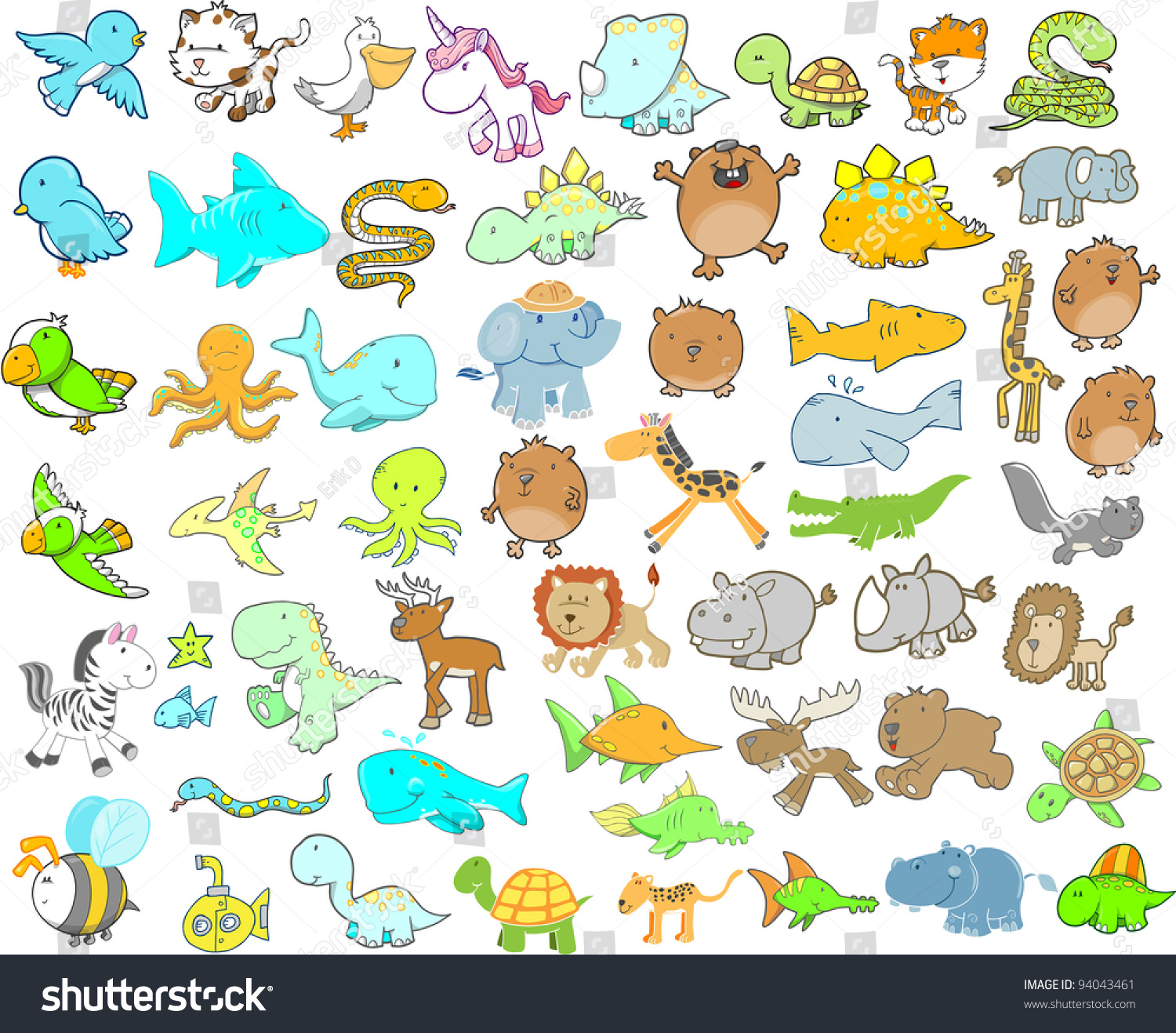 Animal Wildlife Safari Vector Illustration Design Elements Set