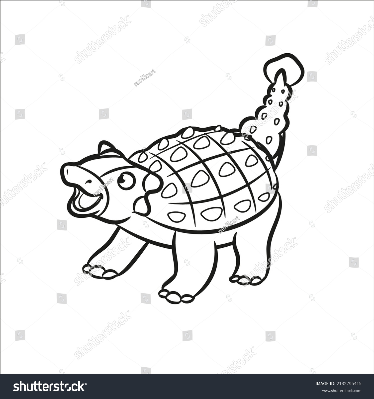 Ankylosaurus Cartoon Illustration Coloring Book Stock Vector Royalty