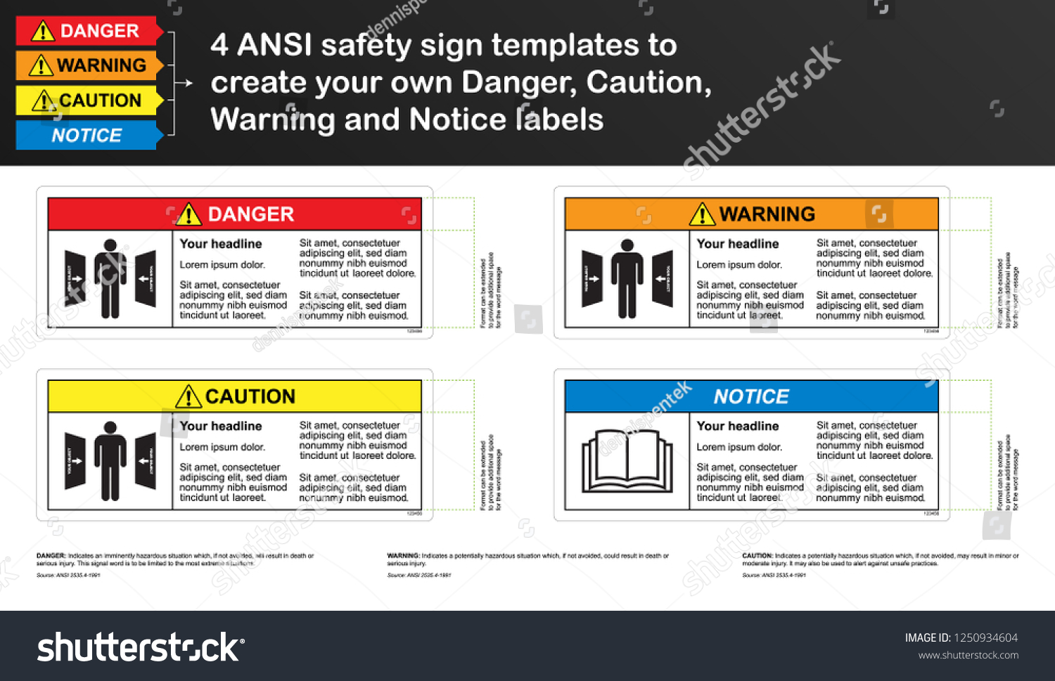 Ansi Safety Sign Template Create Your Stock Vector Royalty Free