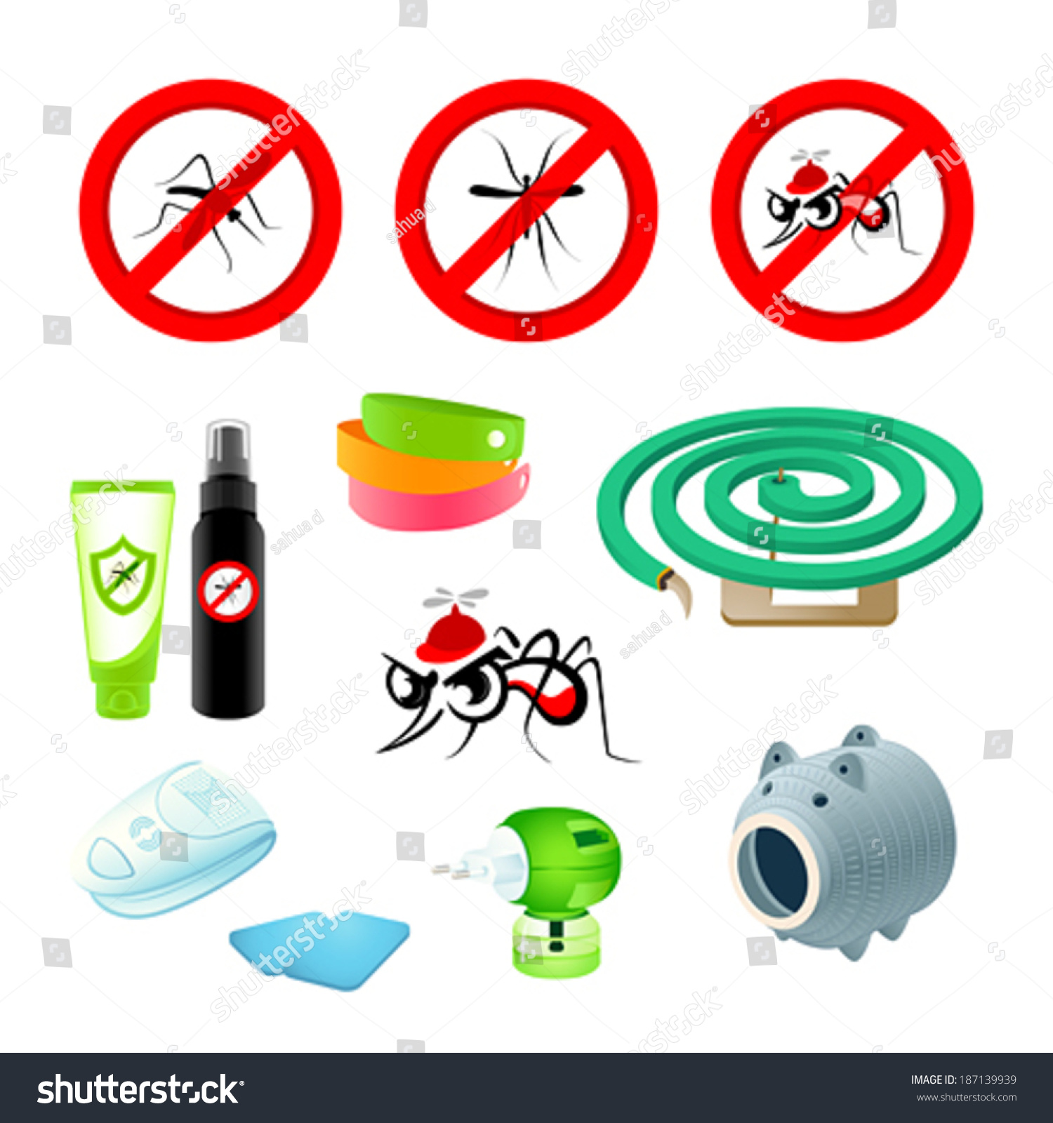 Anti Mosquito Symbols Repellents And Devices Stock Vector Illustration 187139939 Shutterstock