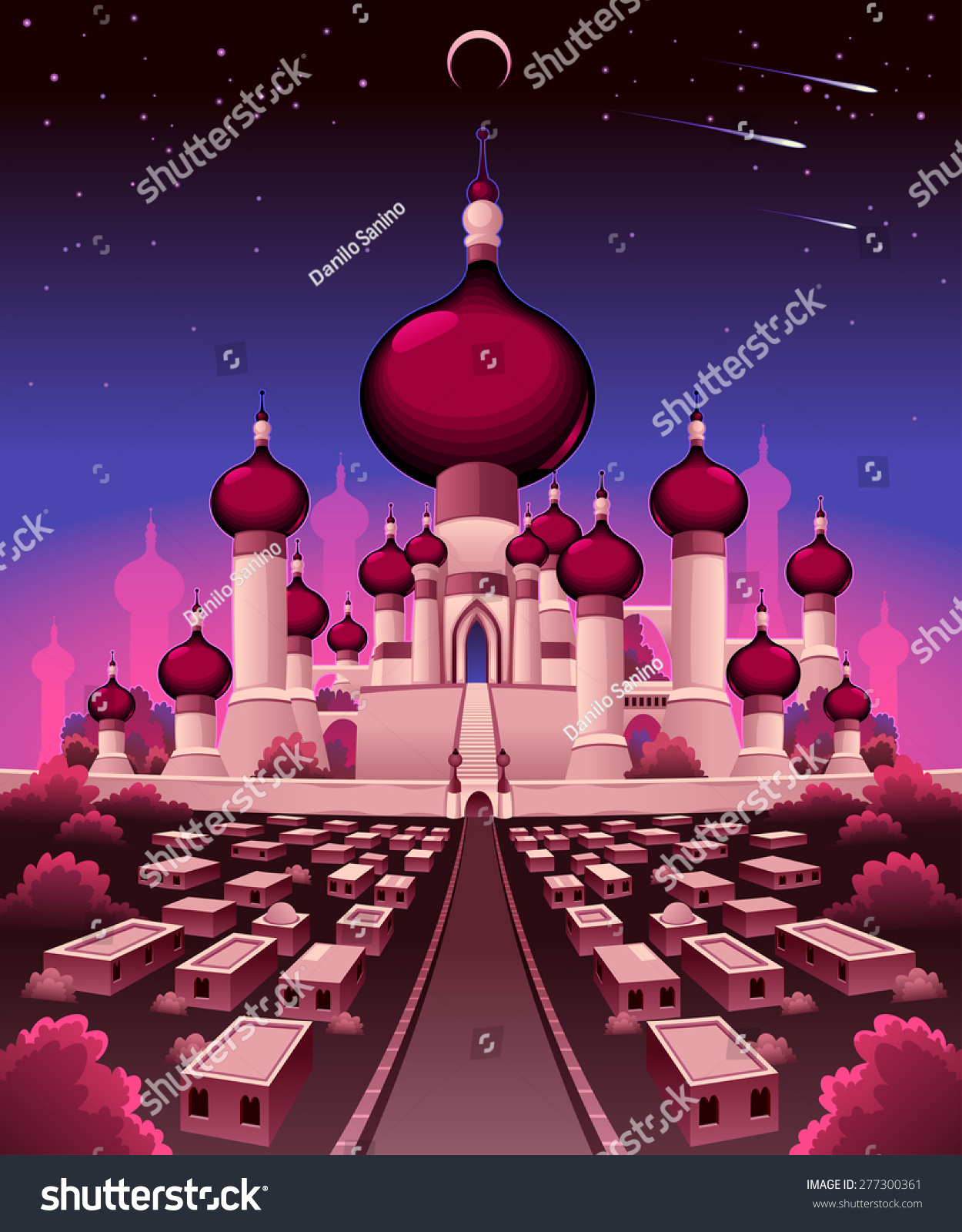 Arabian castle in the night vector illustration Arabian castle in the night vector illustration