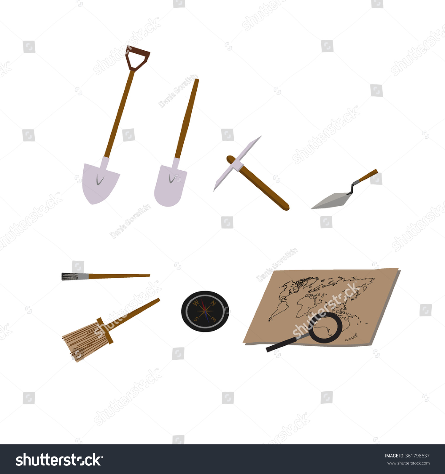 Archeology vector illustrations Archeology vector symbols Archaeologist map magnifier compass shovel pick skull brush vector symbols Eps10 illustrations Tools for excavation Archeology vector illustrations Archeology vector symbols Archaeologist map magnifier compass shovel pick skull brush vector symbols Eps10 illustrations Tools for excavation