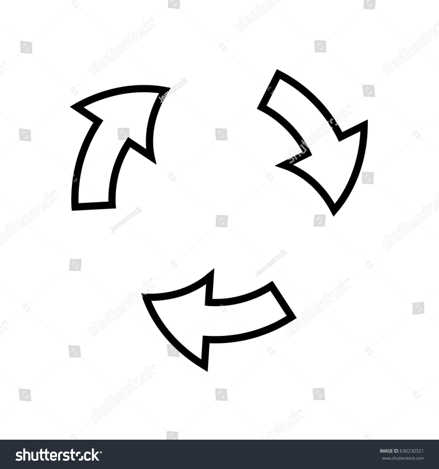 Arrows Cycle Round Process Direction Outline Stock Vector Royalty Free