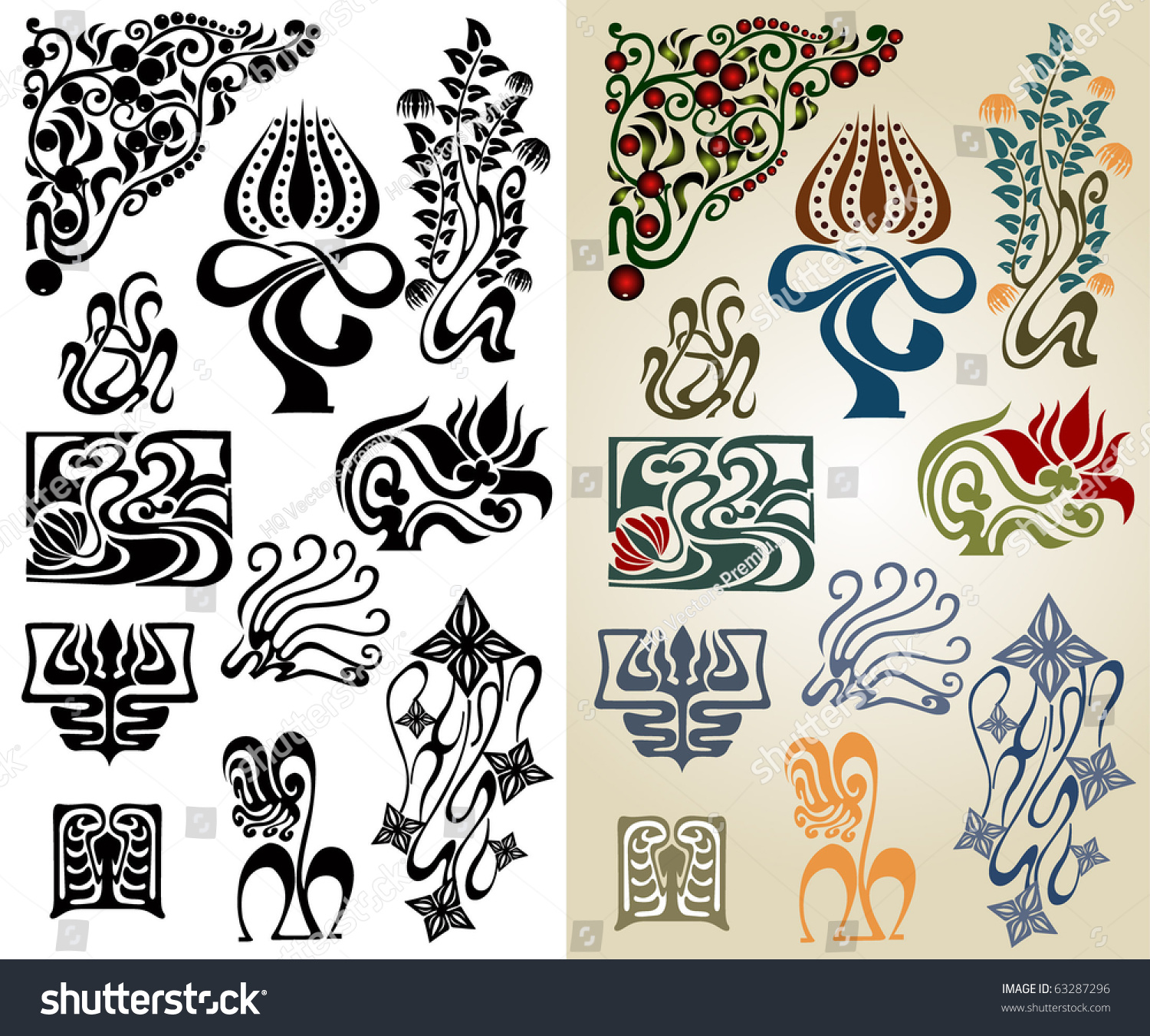 Art Nouveau Element Stock Vector Illustration 63287296 Shutterstock 1607