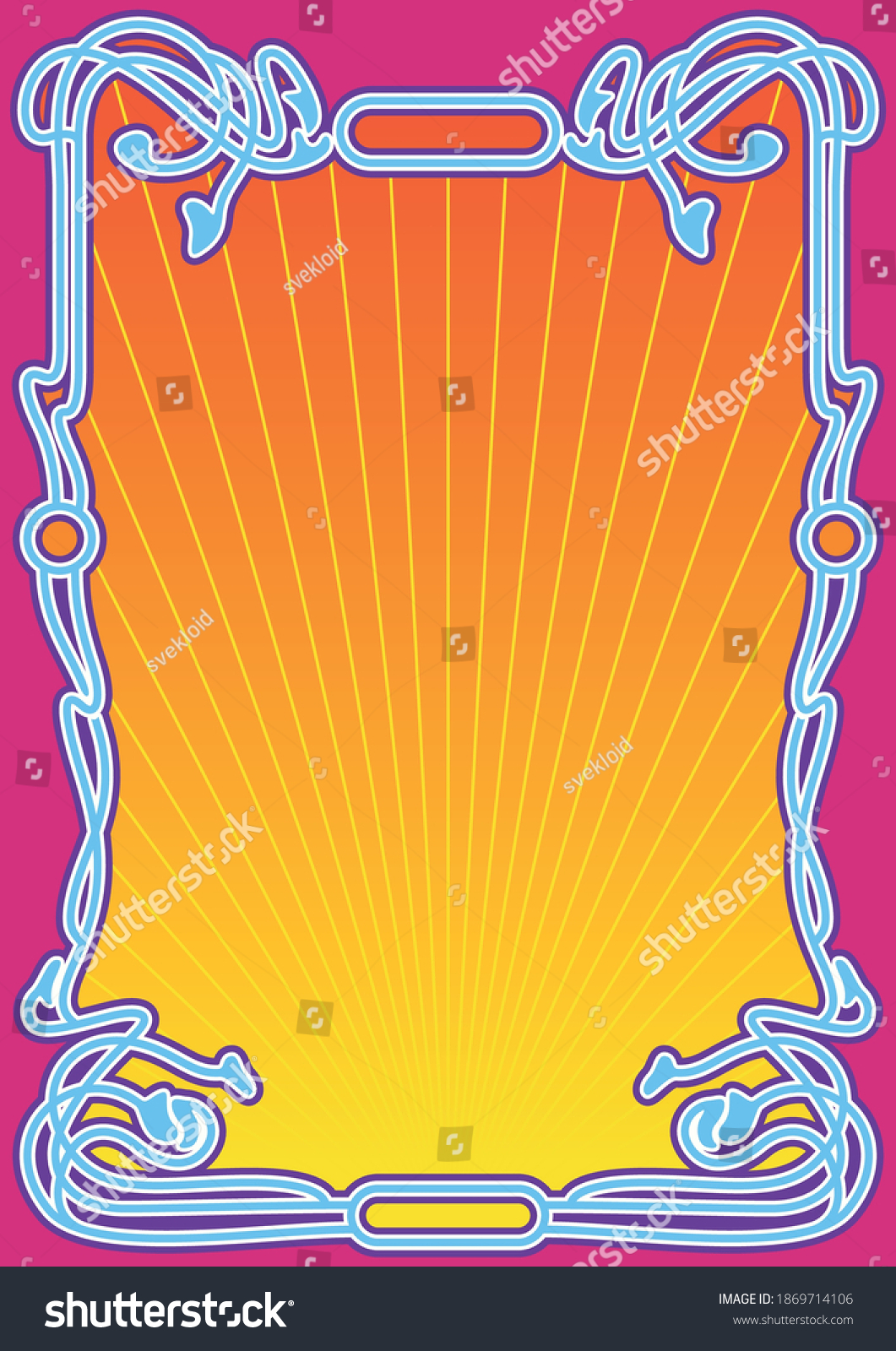 Art Nouveau Frame Psychedelic Color Background Stock Vector Royalty