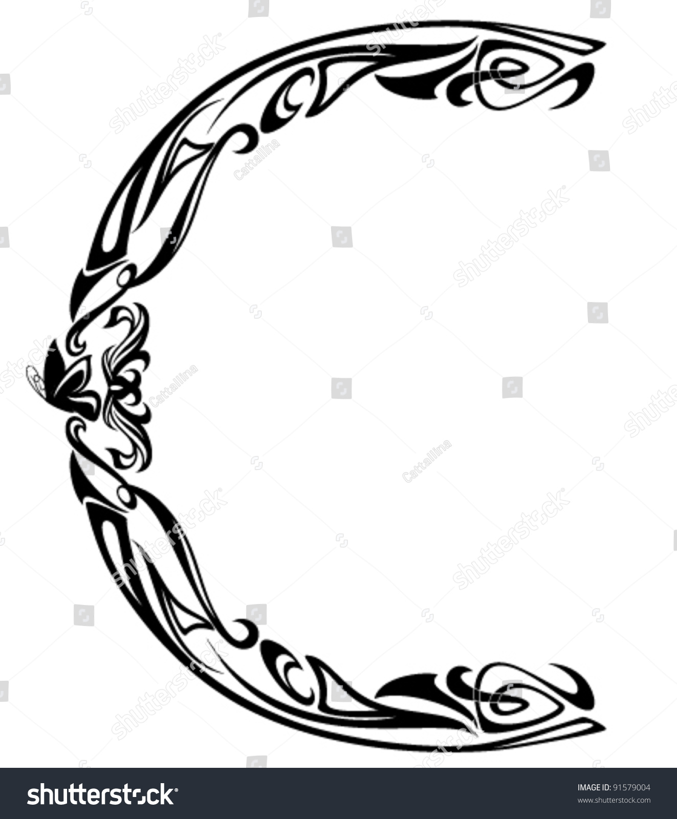 Art Nouveau Style Vintage Font - Letter C