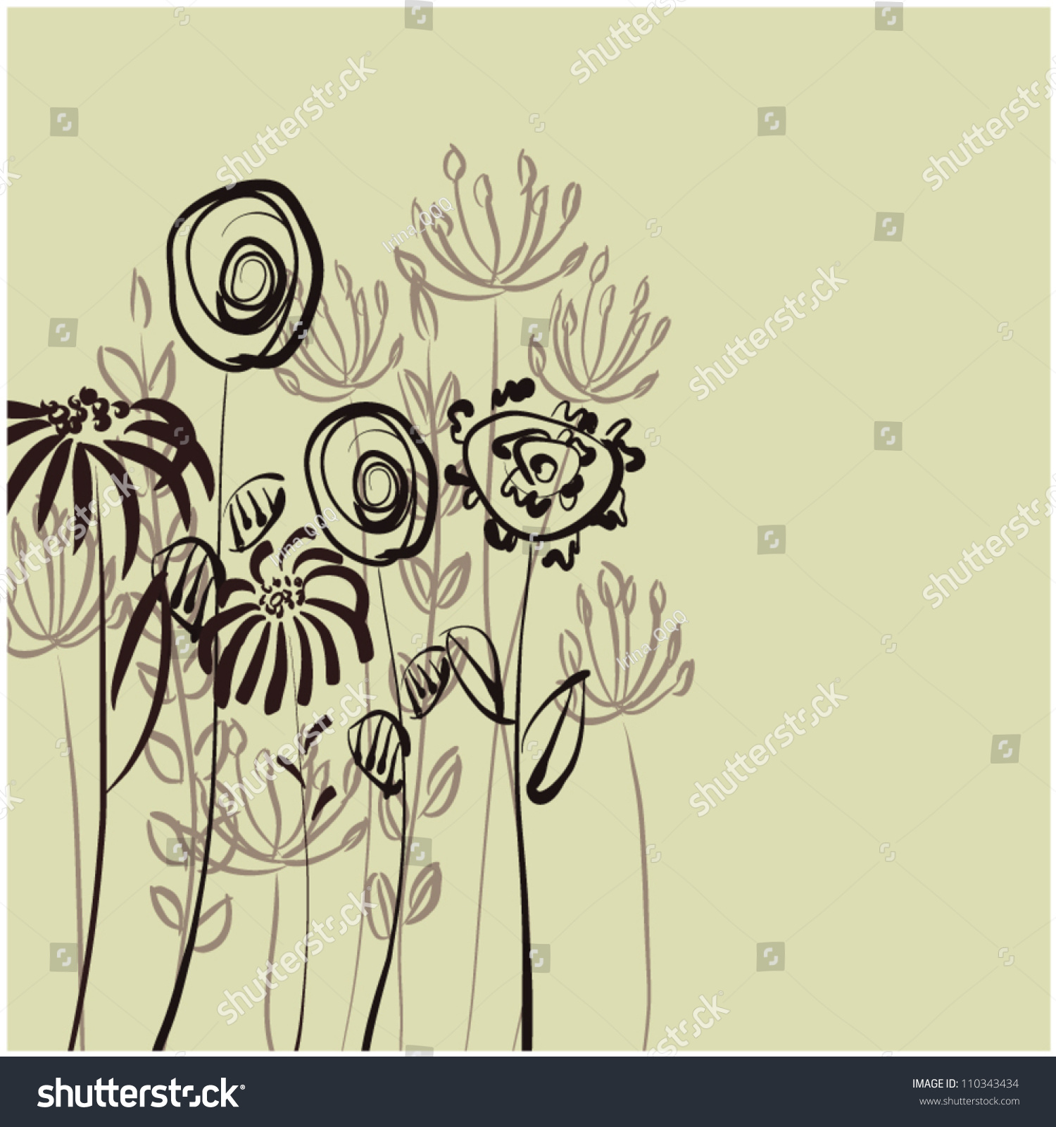 Art Sketching Floral Vector Background - 110343434 : Shutterstock