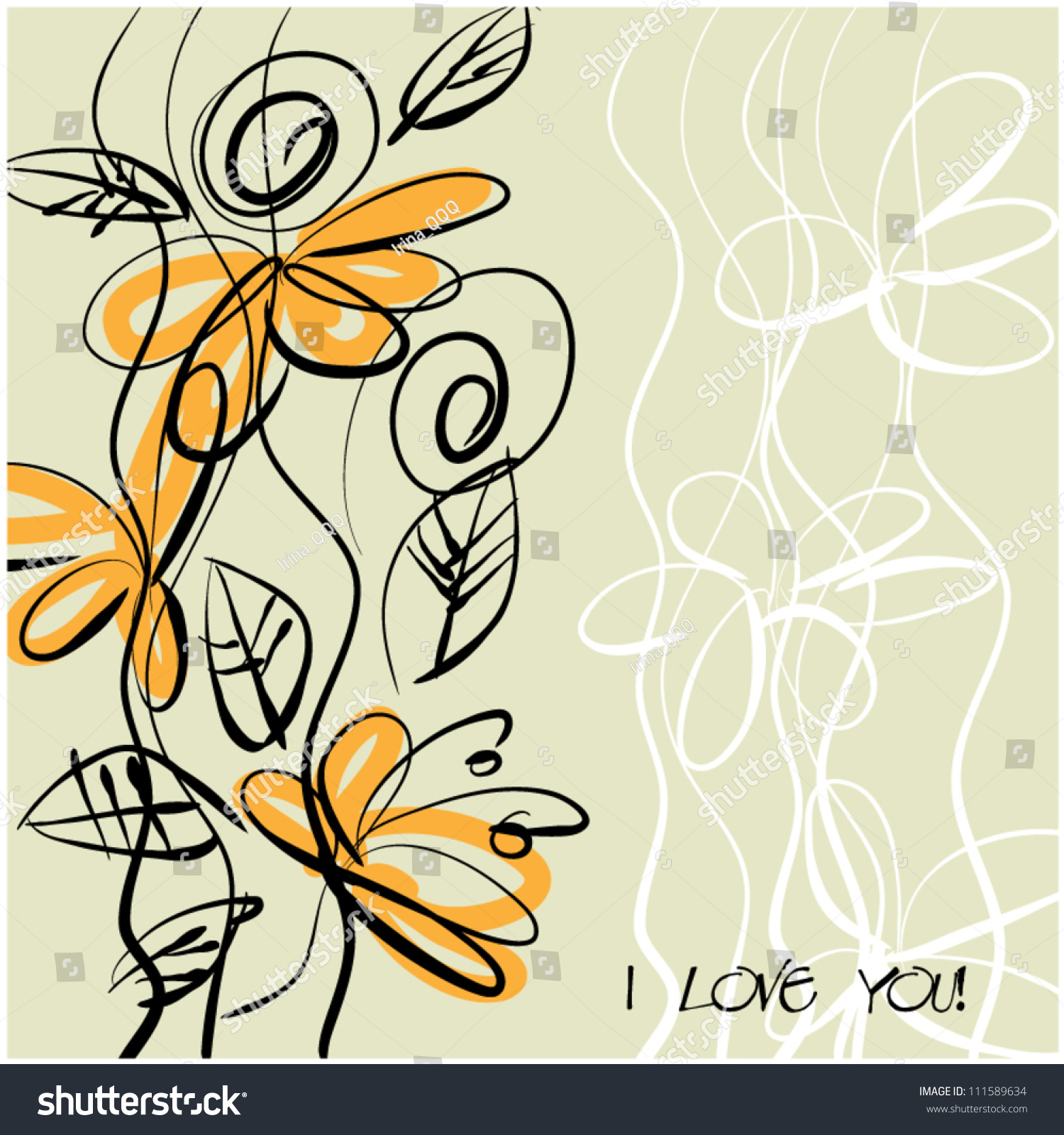 Art Sketching Floral Vector Background With Space For Text - 111589634