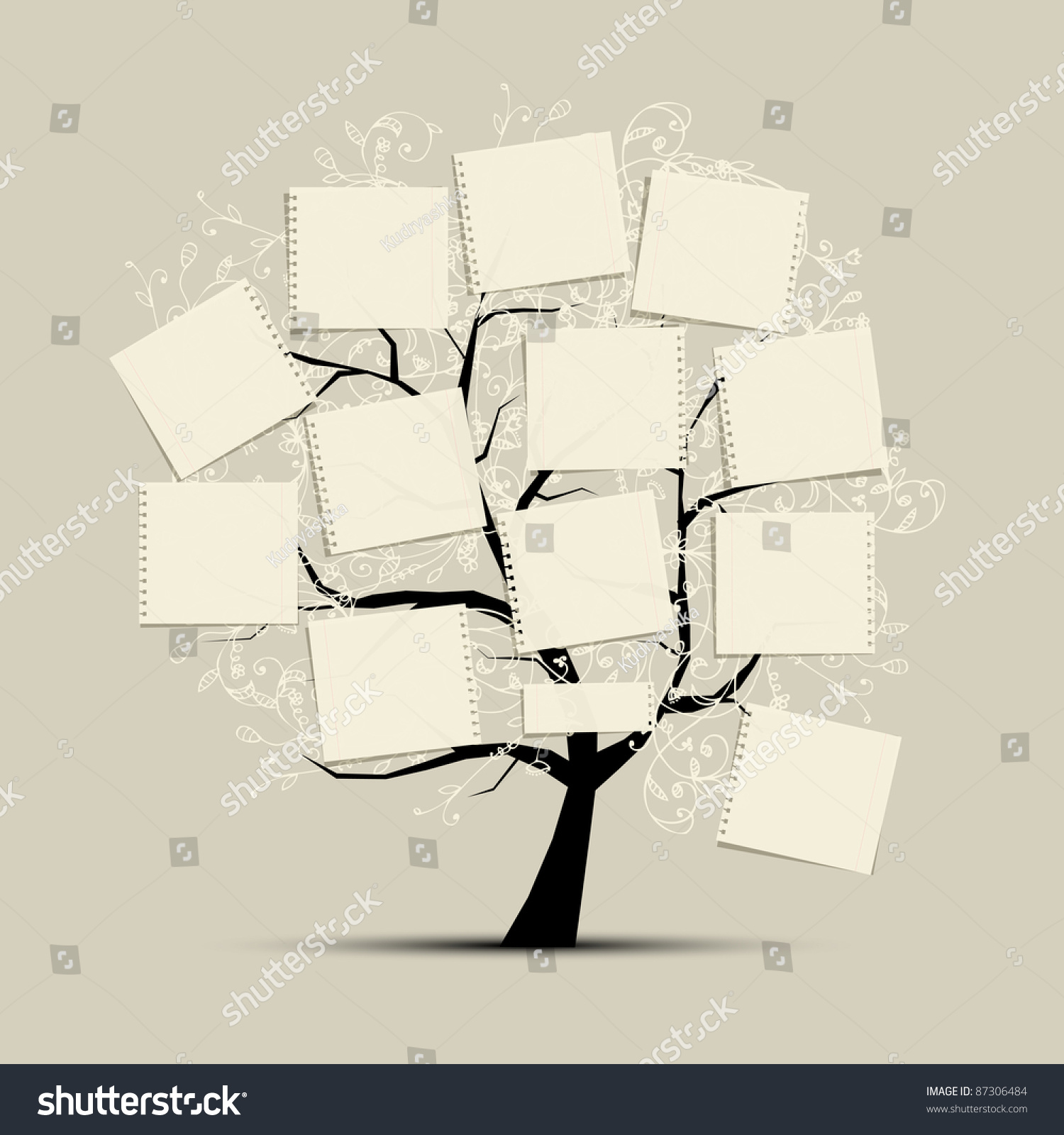 Art Tree With Papers For Your Text Stock Vector Illustration 87306484