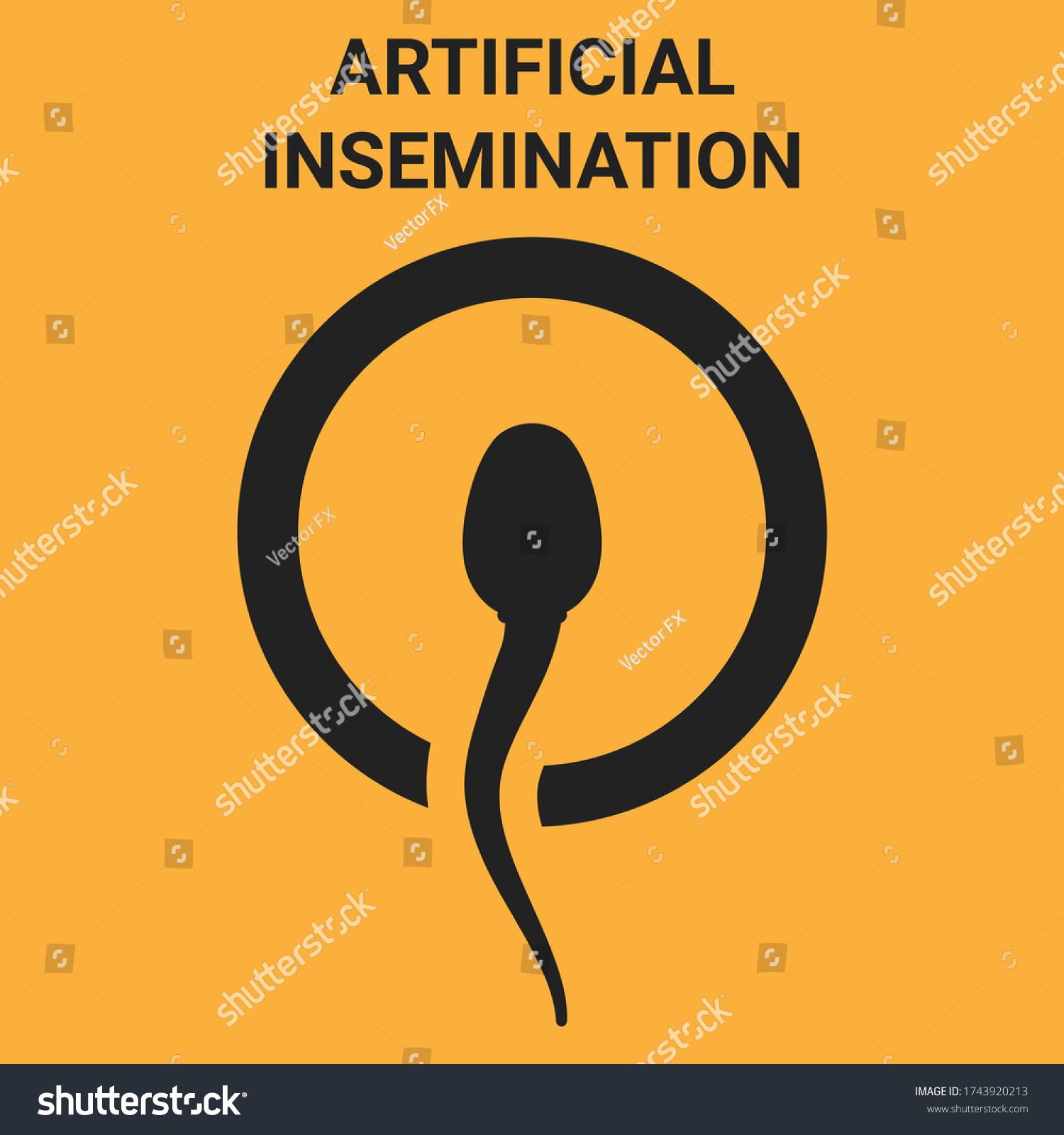 Artificial Insemination Icon Sperm Cell Fertilizing Stock Vector