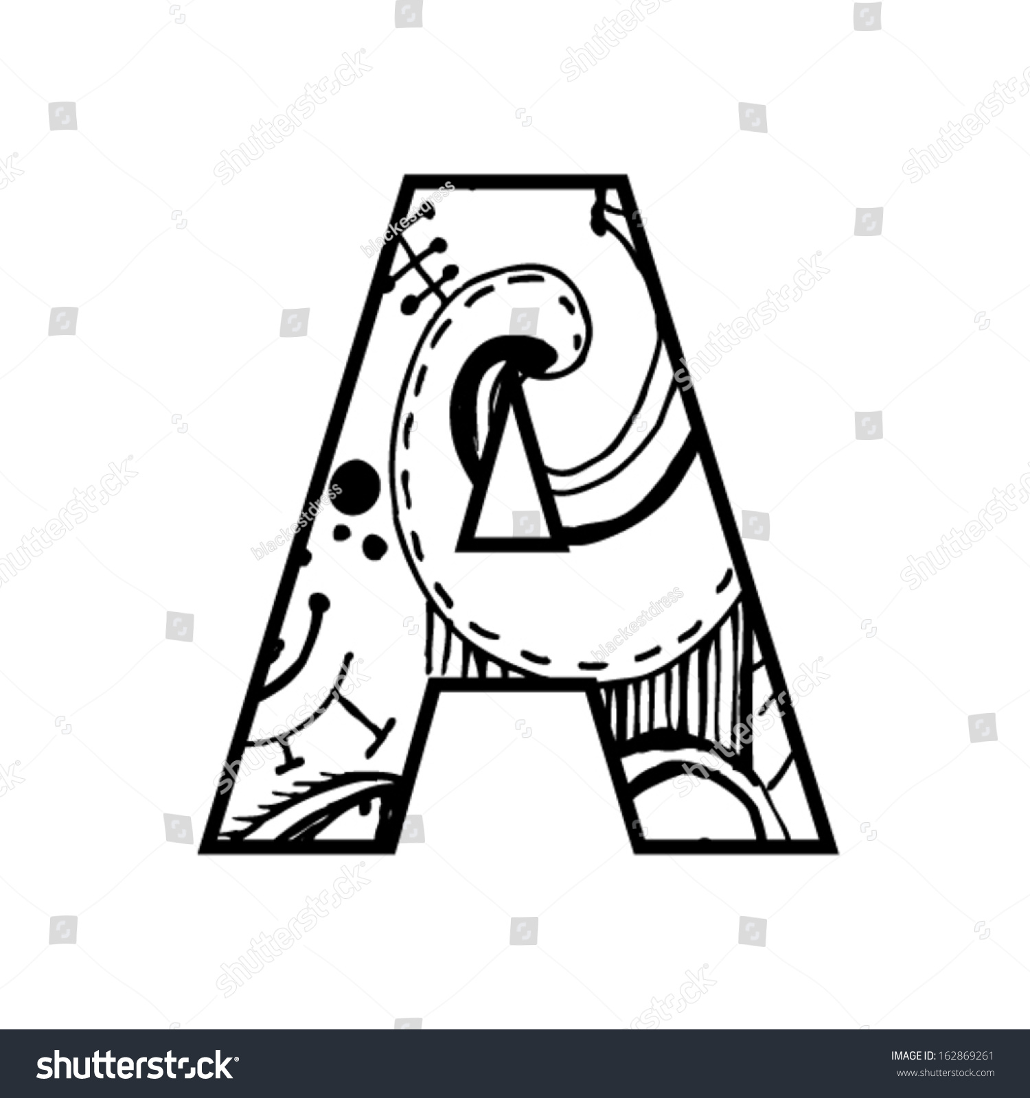 Artistic Font Letter With Modern Artistic Shapes Inside Letter A