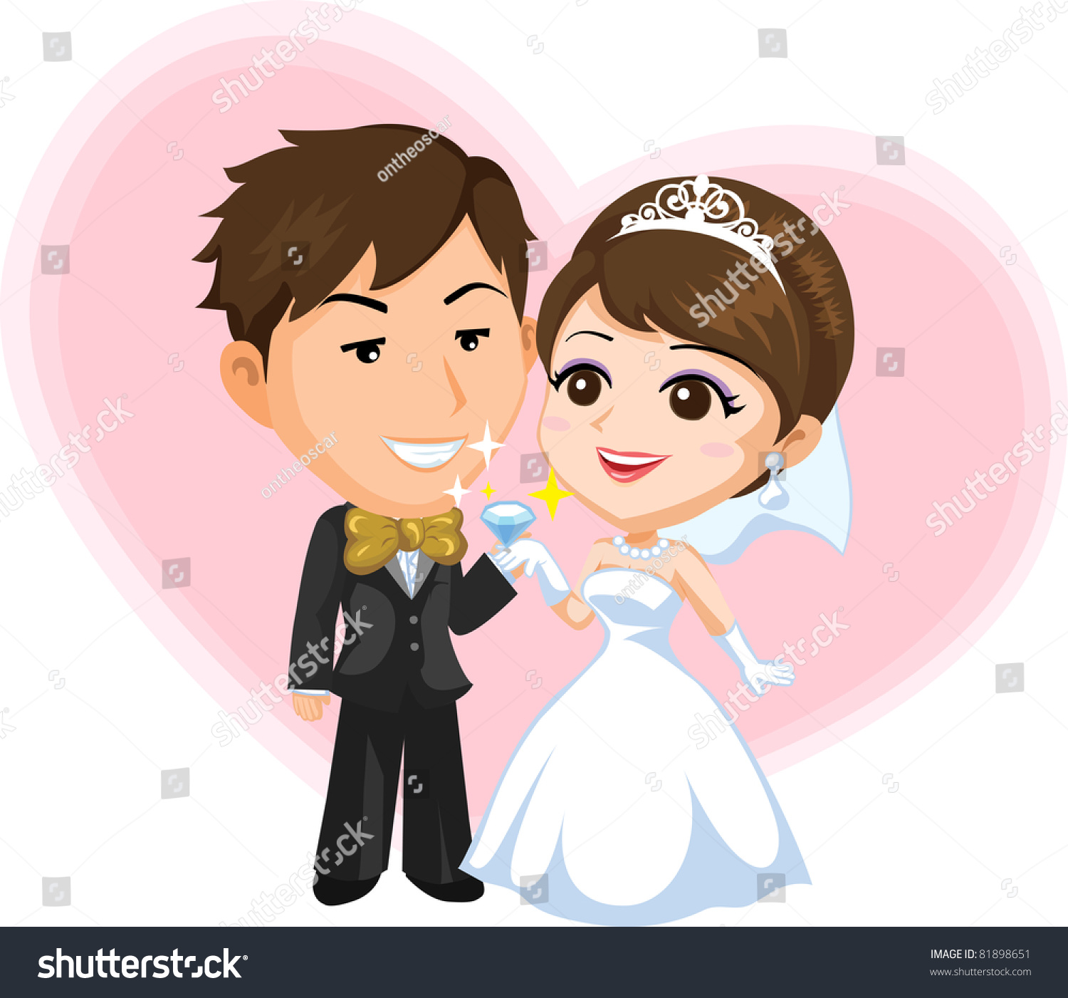 Asian Wedding Couple Stock Vector Illustration 81898651