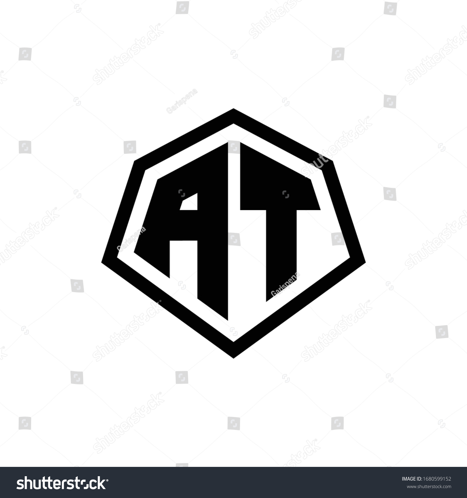 Monogram Logo Hexagon Shape Line Rounded Stock Vector Royalty Free