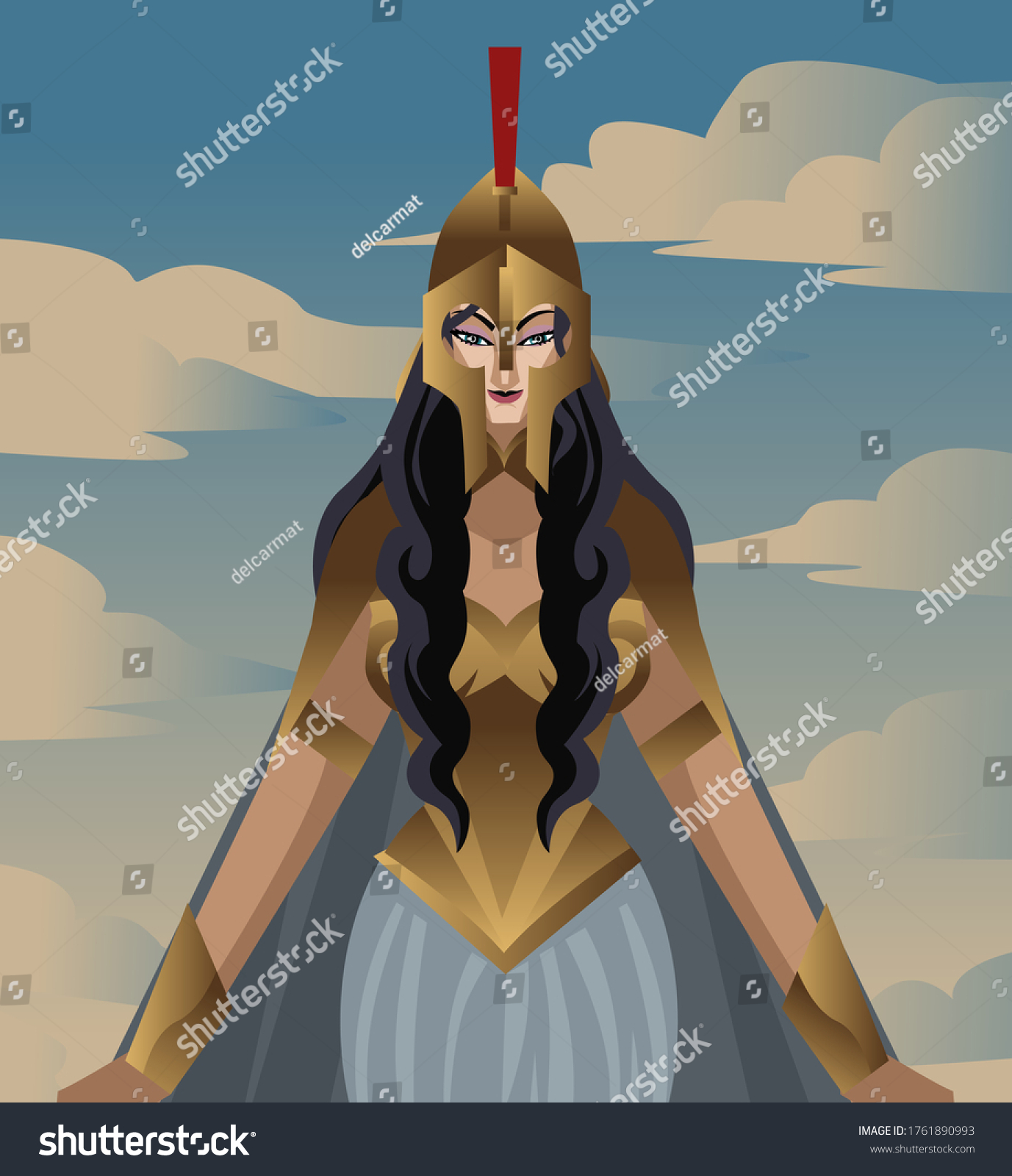 Athena Minerva Greek Mythology Goddess Stock Vector Royalty Free