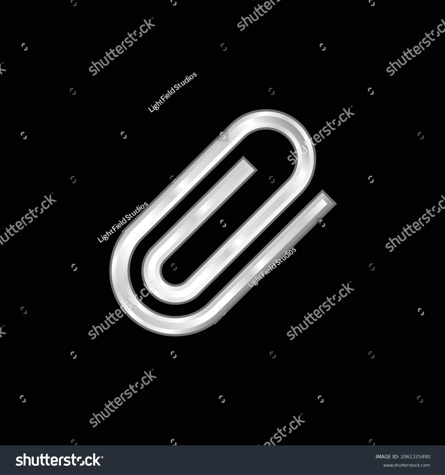 Attach Interface Symbol Rotated Paperclip Silver 库存矢量图免版税2061325490