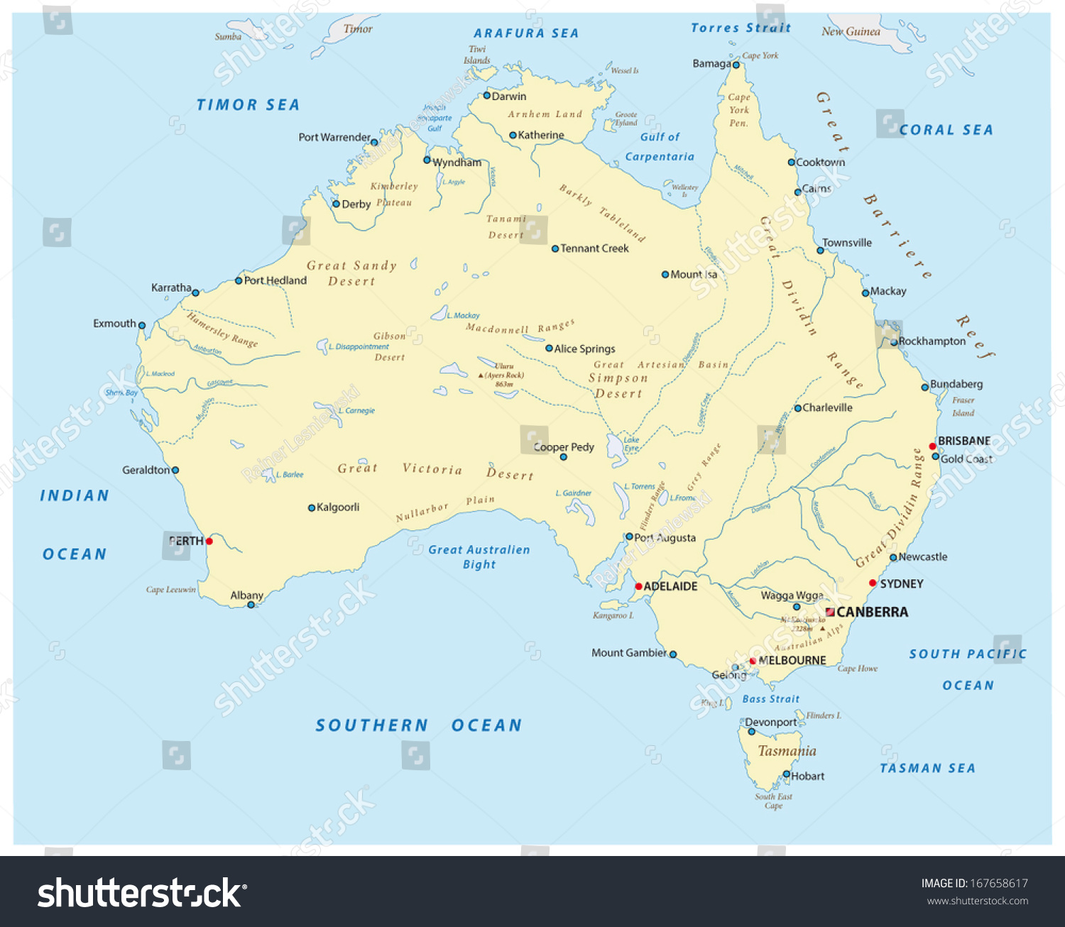 Australia Landscape Map Stock Vector 167658617 : Shutterstock