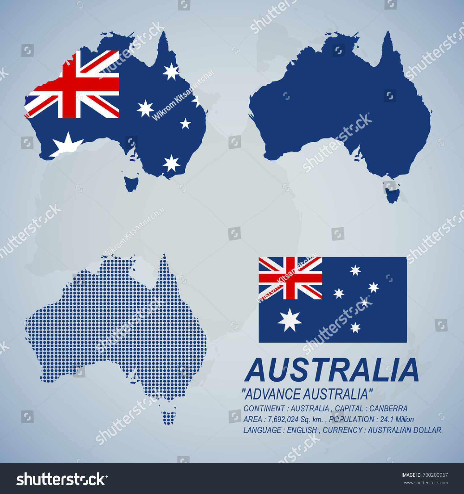 Australia Map Flageps Art Vector Stock Vector Royalty Free