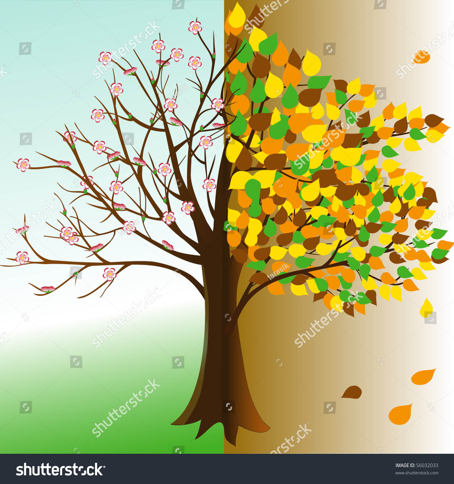 Autumn And Spring Stock Vector Illustration 56032033 Shutterstock