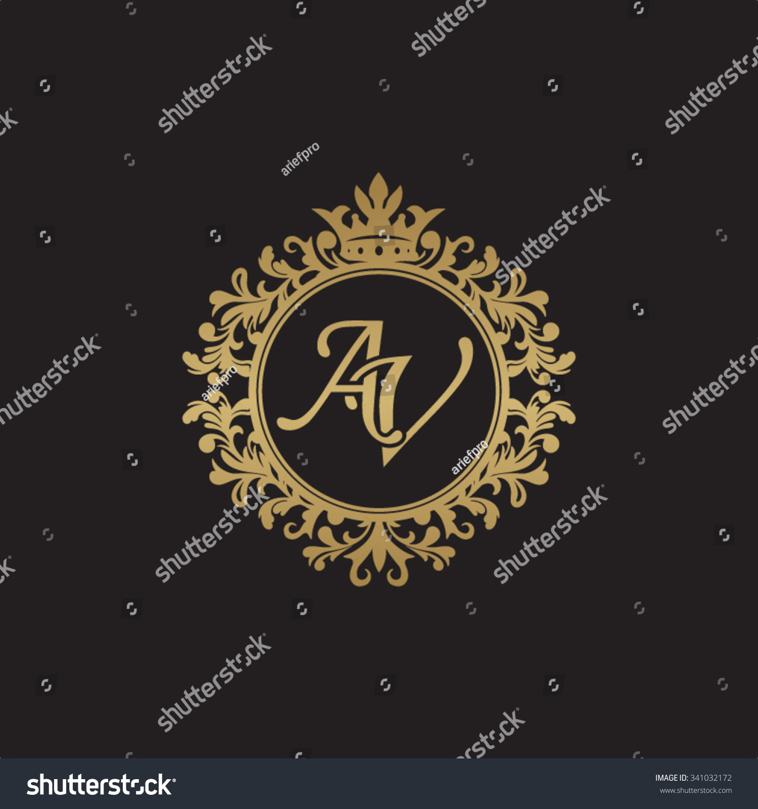 Vektor Stok Av Initial Luxury Ornament Monogram Logo Tanpa Royalti