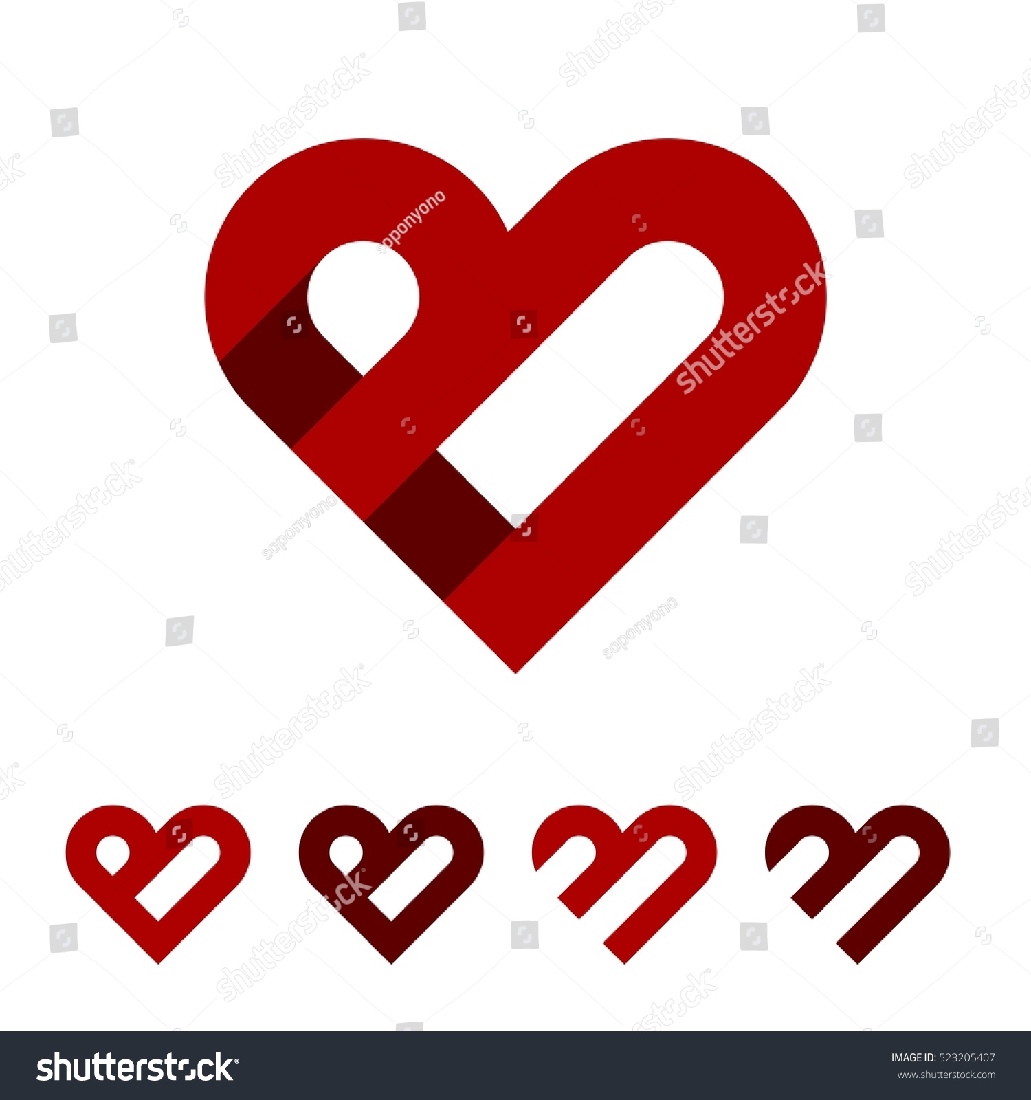 B Letter Red Heart Logo Template Stock Vector Illustration 523205407 ...