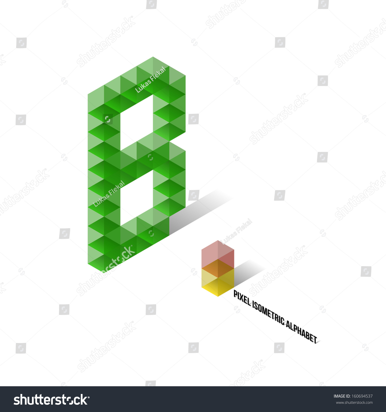 B - Pixel Isometric Alphabet - Vector Illustration - Typography ...