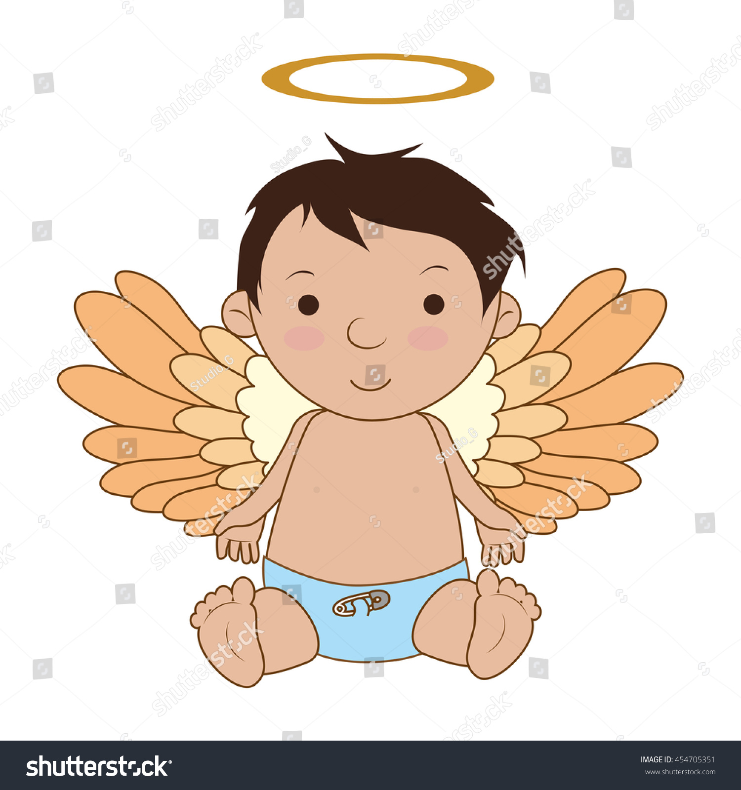 Baby Angel Cartoon Isolated Flat Icon Stock Vector Royalty Free