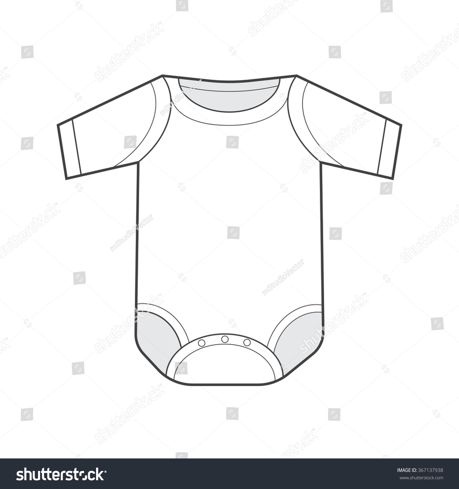 Baby Bodysuit Flat Sketch Template Stock Vector Shutterstock