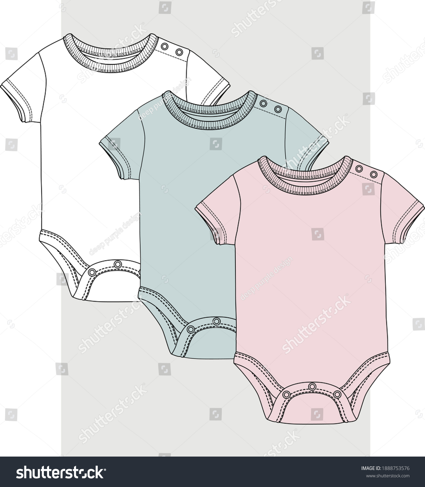 Baby Bodysuit Flat Sketch Template Vector Stock Vector Royalty Free