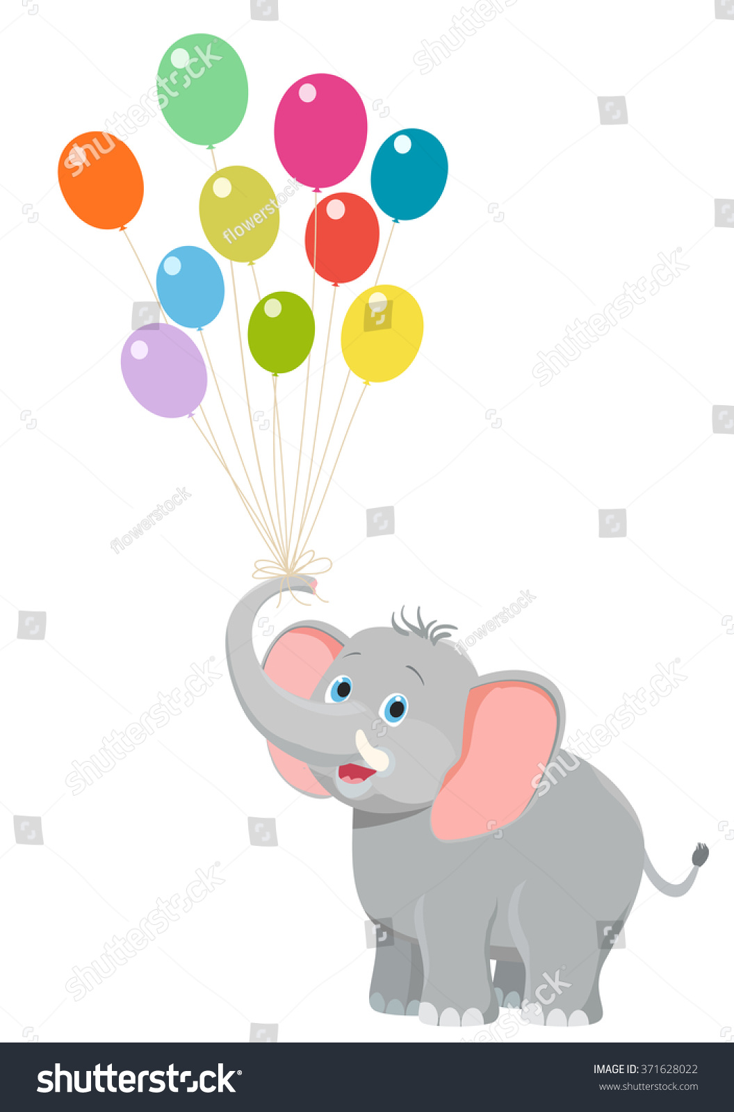 Baby Elephant Balloons On White Vector Stock Vector 371628022 ...