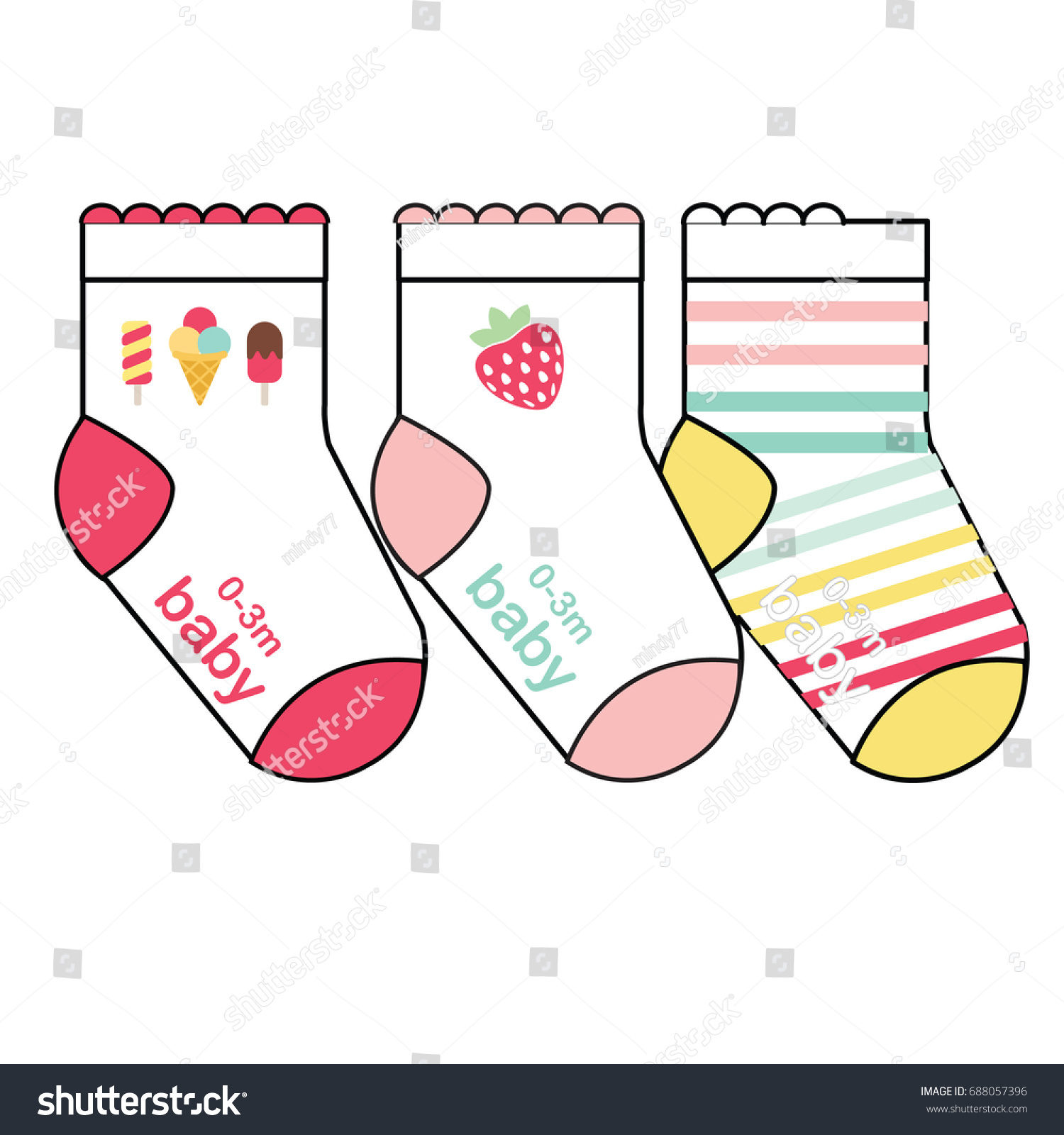 Baby Socks Design Set Socks Pattern Stock Vector Royalty Free