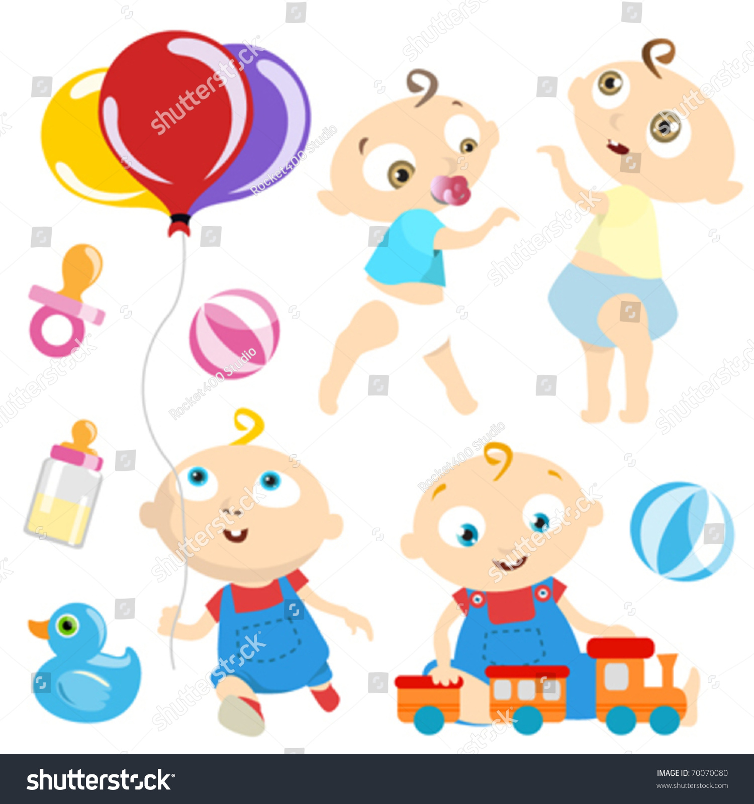 Baby With Toy Vector - 70070080 : Shutterstock
