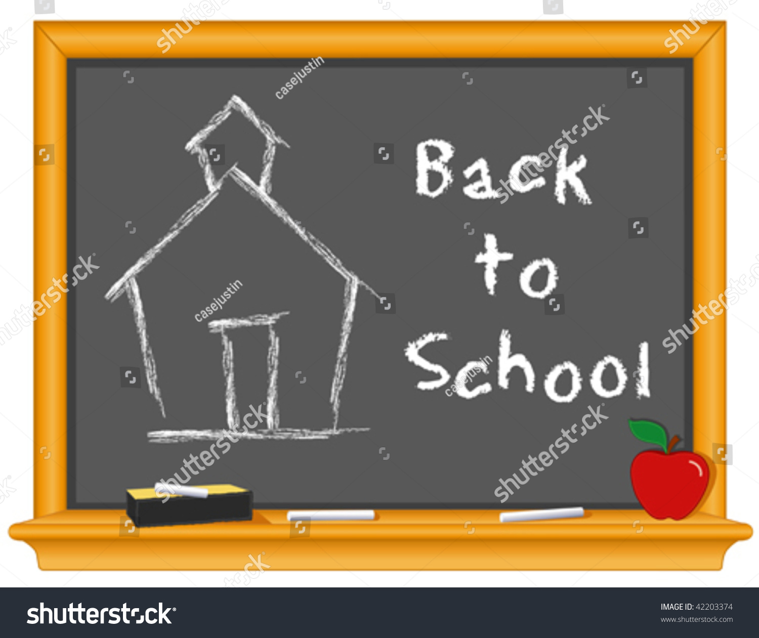 stock vector back to school chalkboard old fashioned wood blackboard schoolhouse drawing chalk eraser and an 42203374